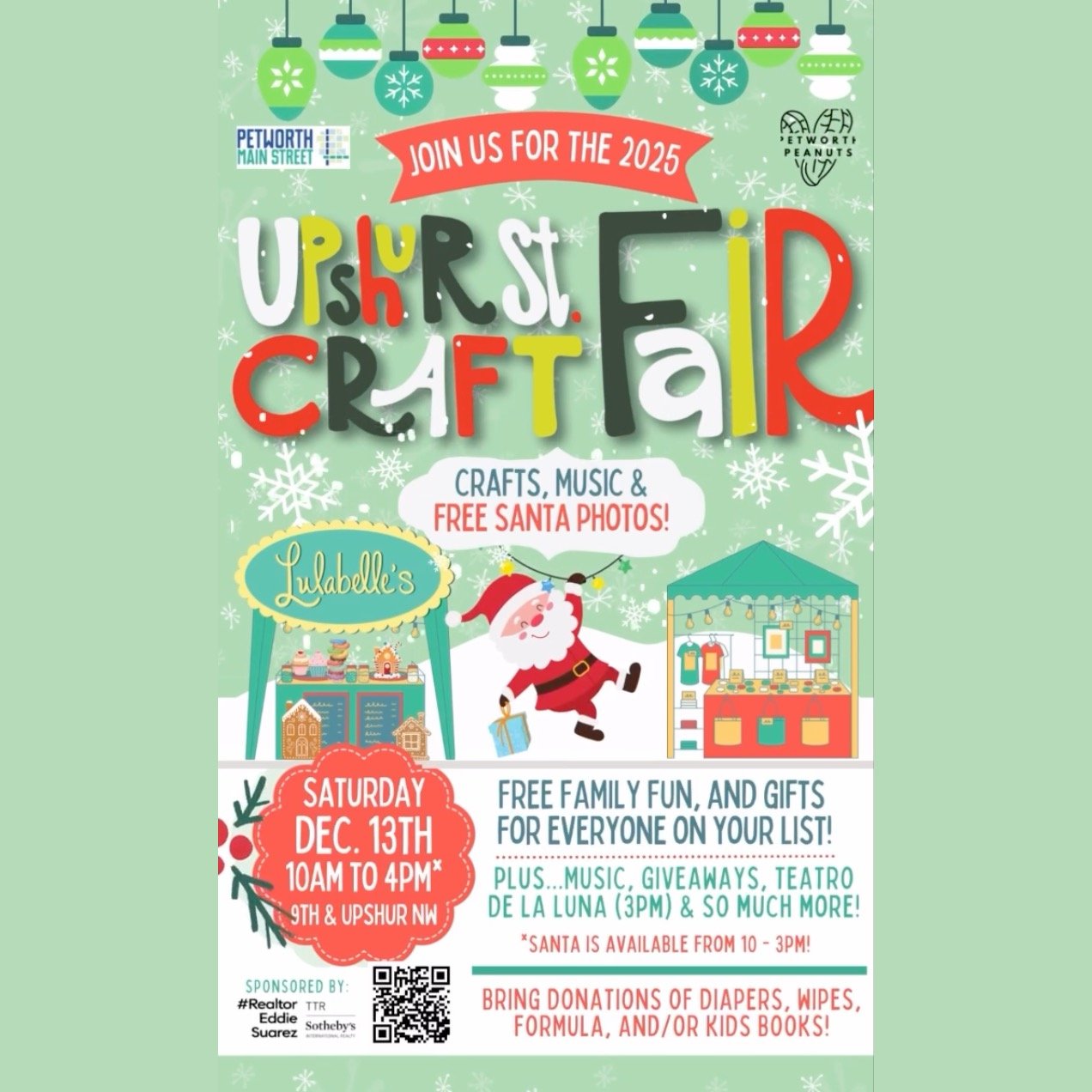 One of Petworth&rsquo;s fun holiday events returns to this week! The Upshur Street Craft Fair is on Saturday, December 13th, 10am-4pm, bringing a full day of shopping, entertainment and family-friendly fun.

🎅 Read more at Linktr.ee/PetworthNews
or
