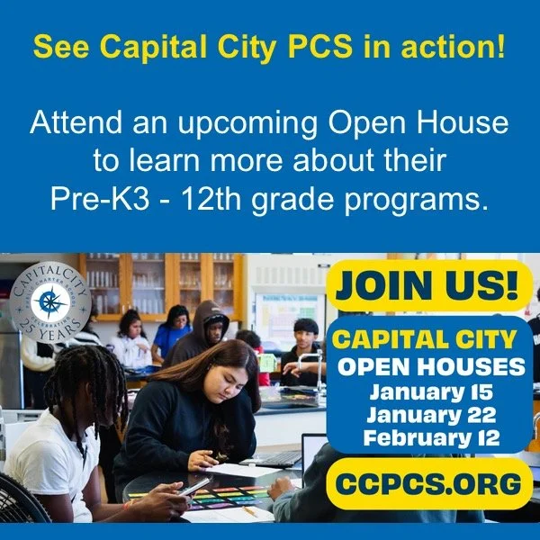 See Capital City PCS in action! Attend an Open House to learn more about their Pre-K3 - 12th grade programs. 

📚 Get more information &amp; 
RSVP today!: bit.ly/CC-OpenHouse2627
#DCeducation #CharterSchools #Sponsored
