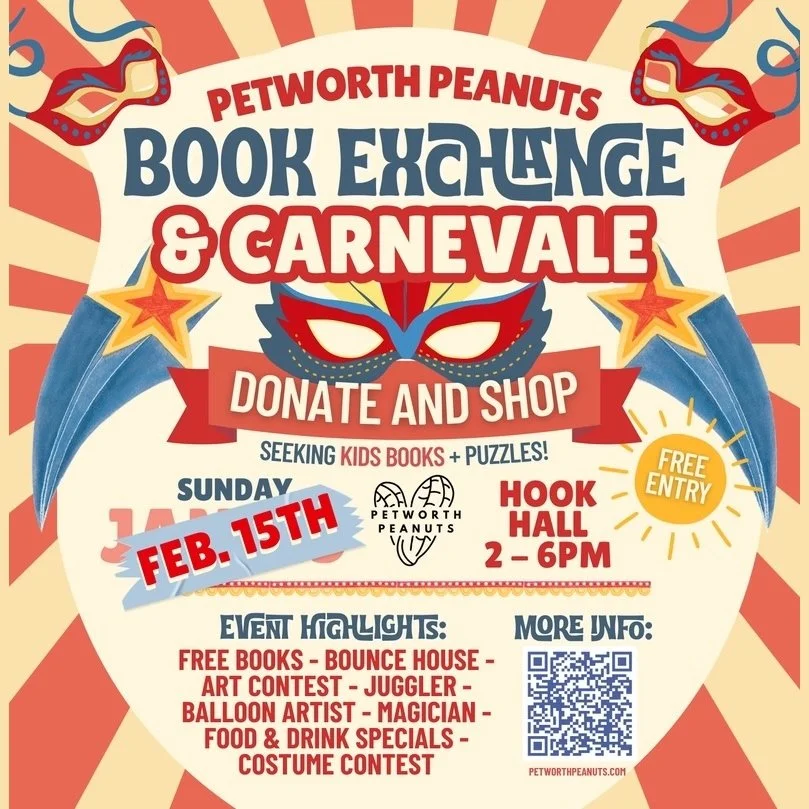 Join @petworthpeanuts for a fun book and winter &ldquo;carneval&rdquo; at @hookhall_dc on February 15th from 2pm to 6pm The event is free and all books and puzzles are also free &mdash; as is all entertainment! 

📚🥳 Read more at Linktr.ee/PetworthN