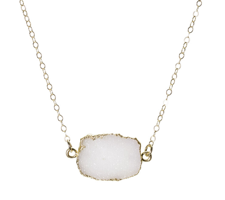 Druzy Pendant Gold Plated Necklace | Swara Jewelry