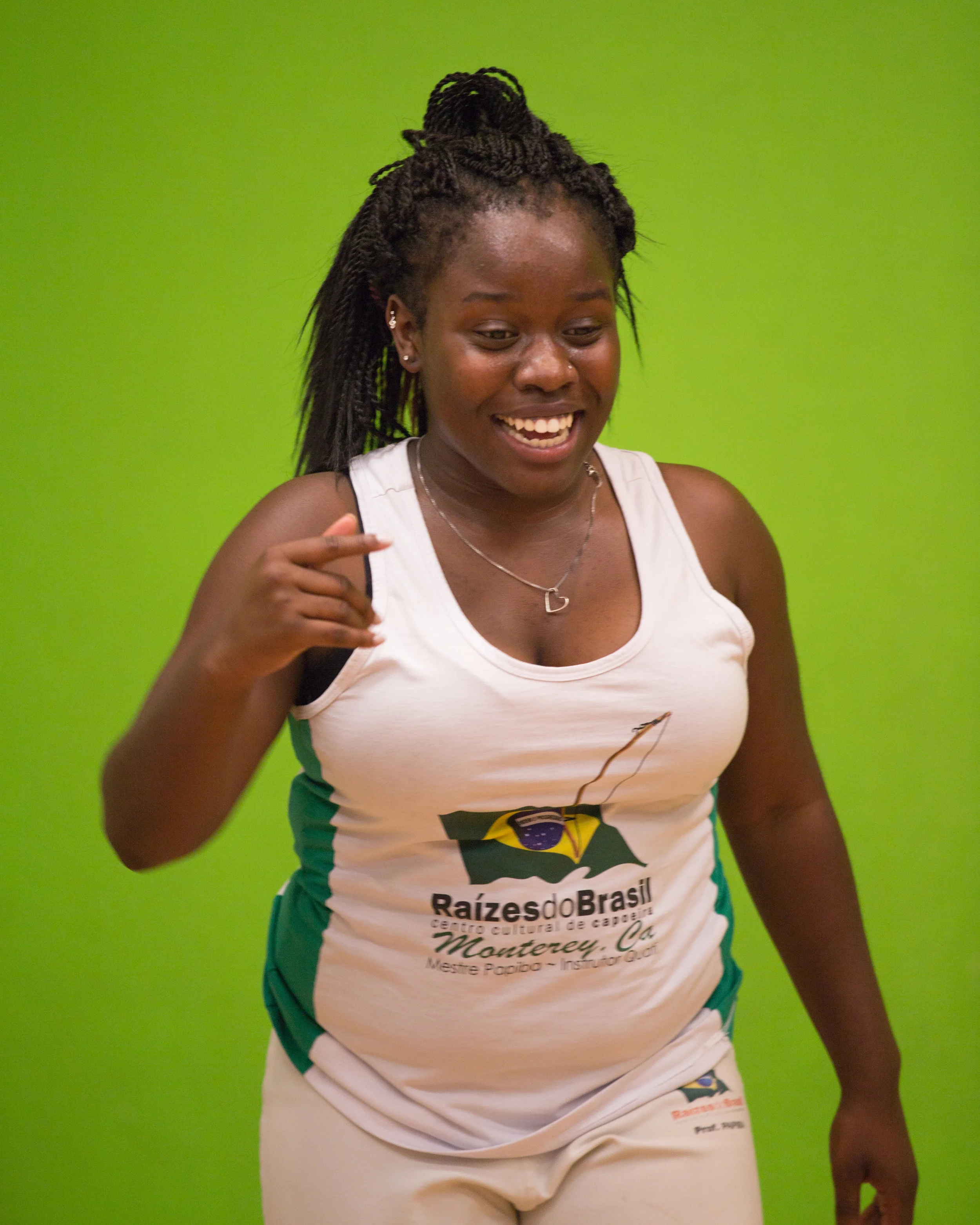 Eboni’s daughter Deshaun, a student at Santa Cruz High School, has been practicing Capoeira since she was a young girl. And Deshaun’s 4th and 5th grade teacher was Eboni’s friend. “Deshaun doesn’t truly know what it’s like to not be cared for. She might have little pockets of insecurity here and there, but she’s so secure, and she comes here (to Capoeira) and this is a safe space for her.