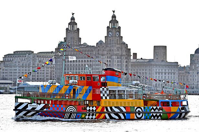 Sir Peter Blake, Everybody Razzle Dazzle (2015)
Liverpool

British pop artist Sir Peter Blake - who designed the Beatles iconic Sgt. Pepper&rsquo;s album sleeve created Everybody Razzle Dazzle camouflage pattern for Snowdrop an iconic Mersey Ferry pa