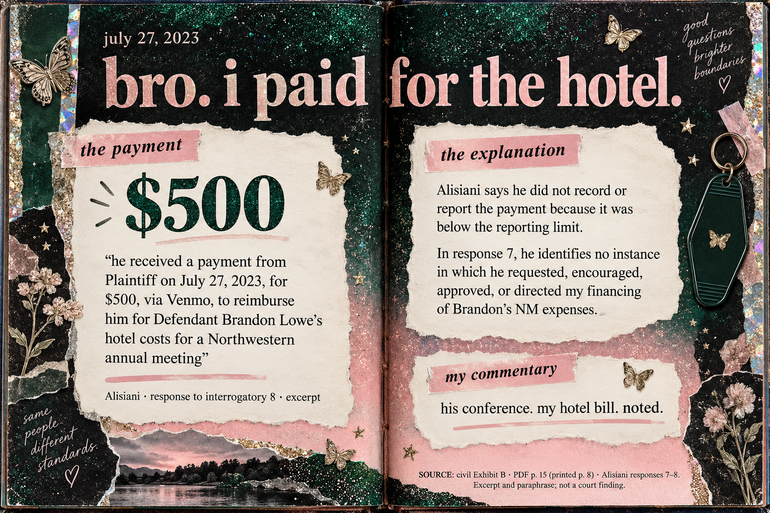 i paid for the hotel. apparently that was lore. July 27, 2023. Source excerpts and commentary; see source and context below.