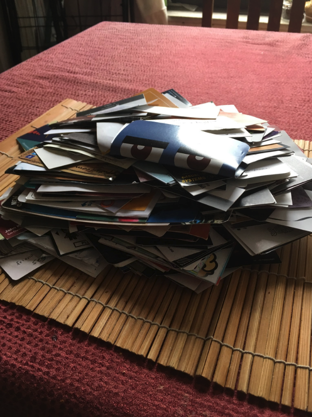 A stack of business cards I collected after about 2 years of networking. You can see how many people you'll be meeting.