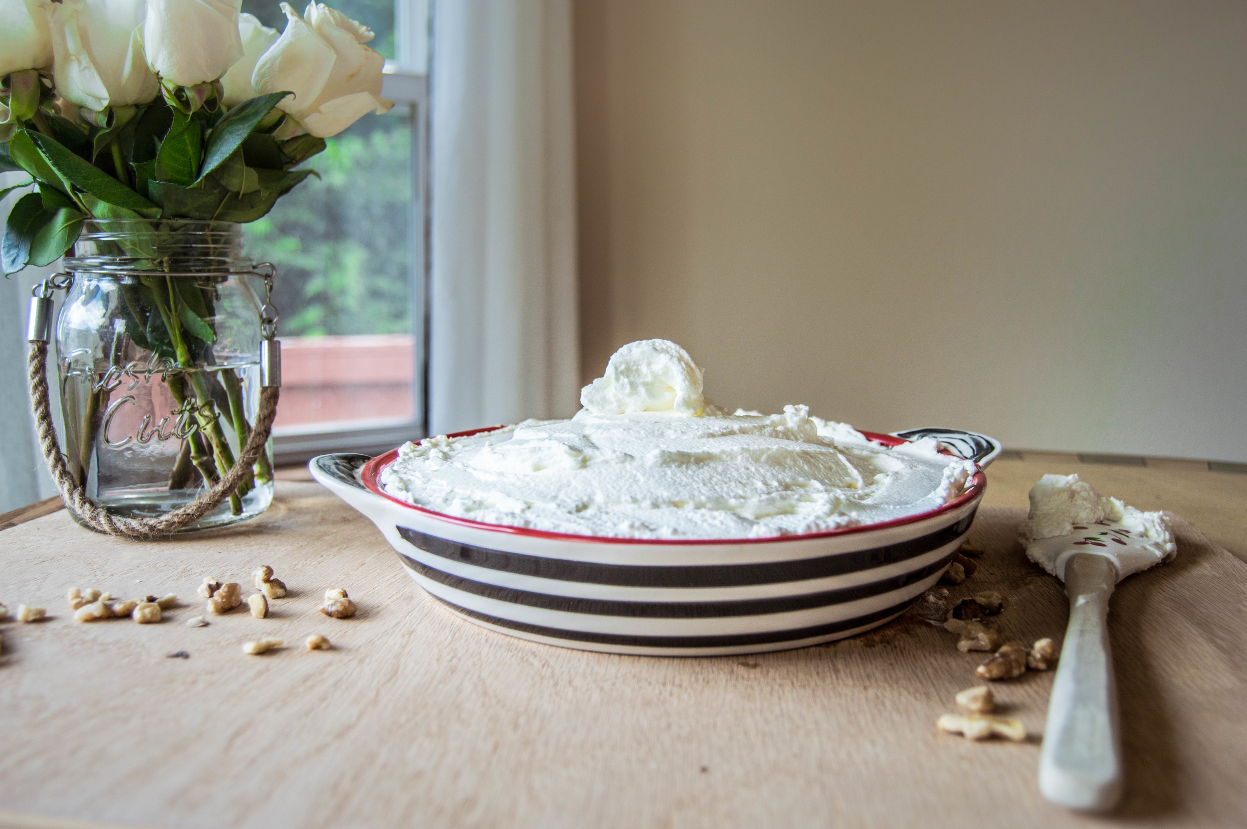 Let cool. Garnish with homemade whipped cream and serve at room temperature. Enjoy!