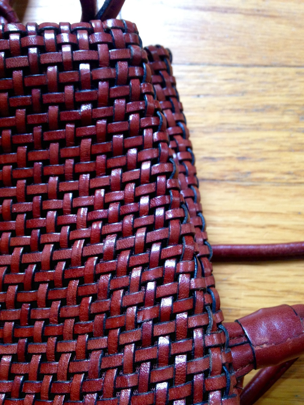 retro brown leather woven backpack $120 - bags and purses - bright