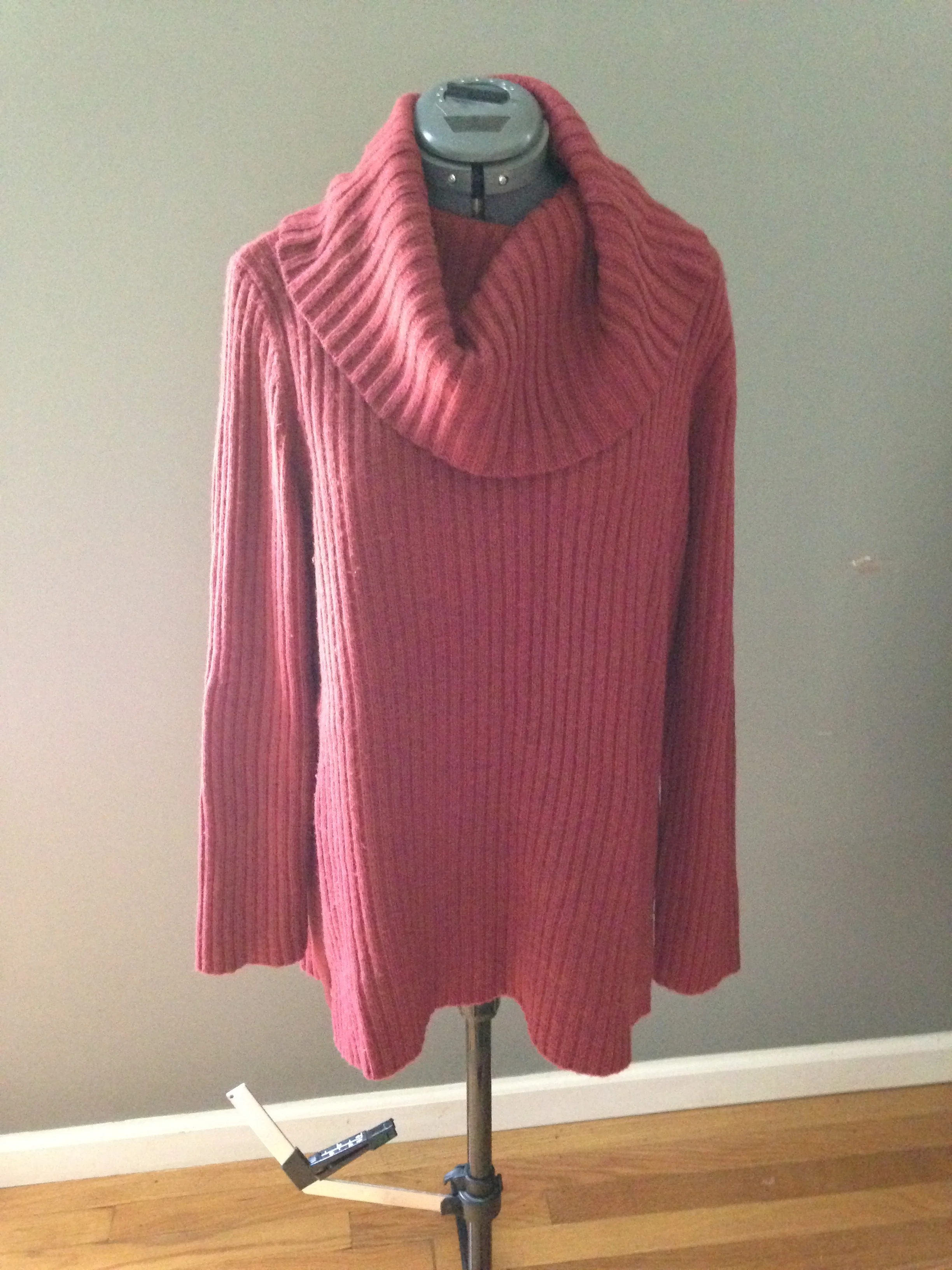 retro rust colored cowl-neck tunic 