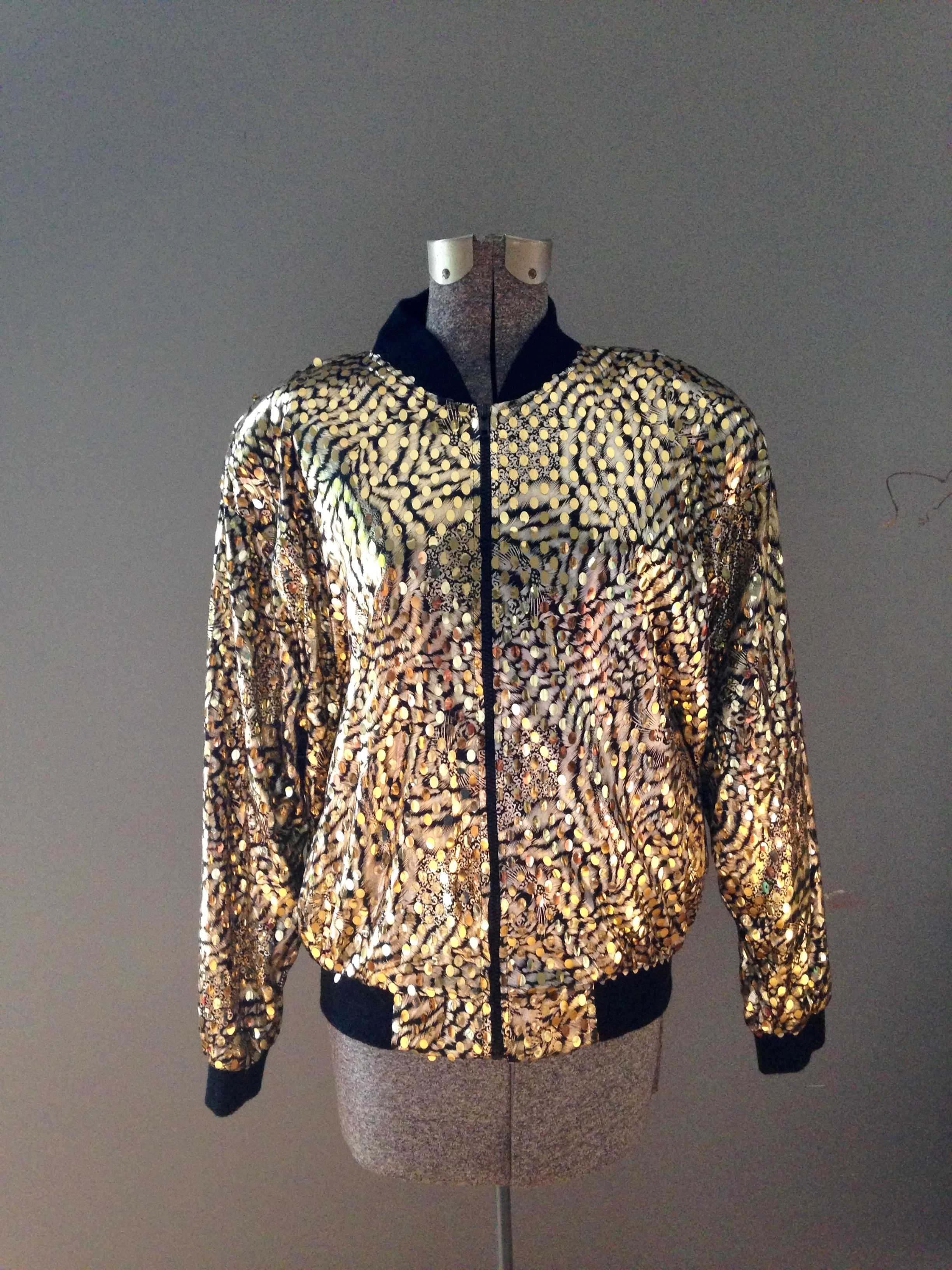 sequin animal print top
