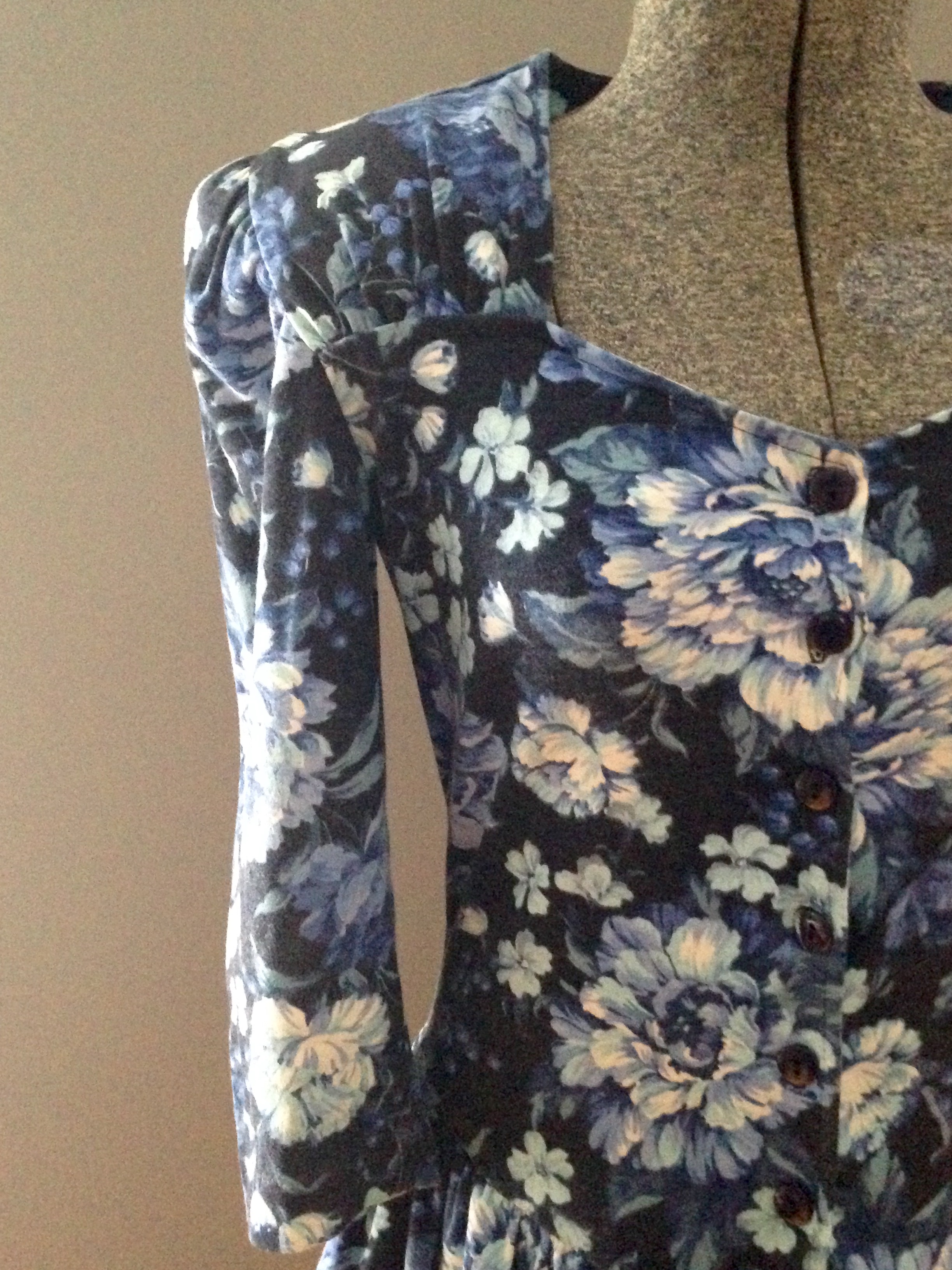 vintage blue floral fit and flare knit dress $77 - dresses - bright ...