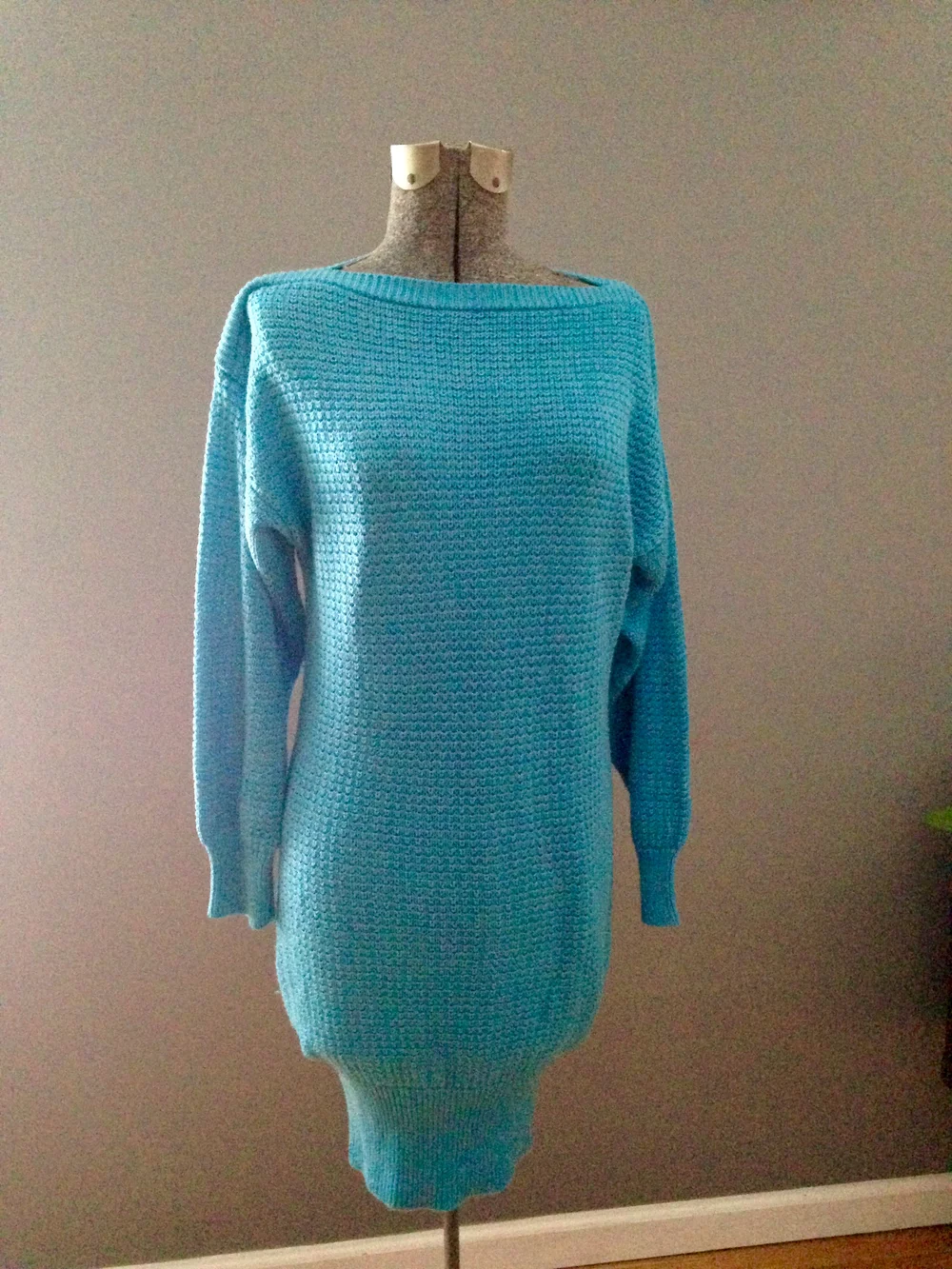vintage turquoise shaker knit sweater dress $108 - dresses - bright lights  big pretty