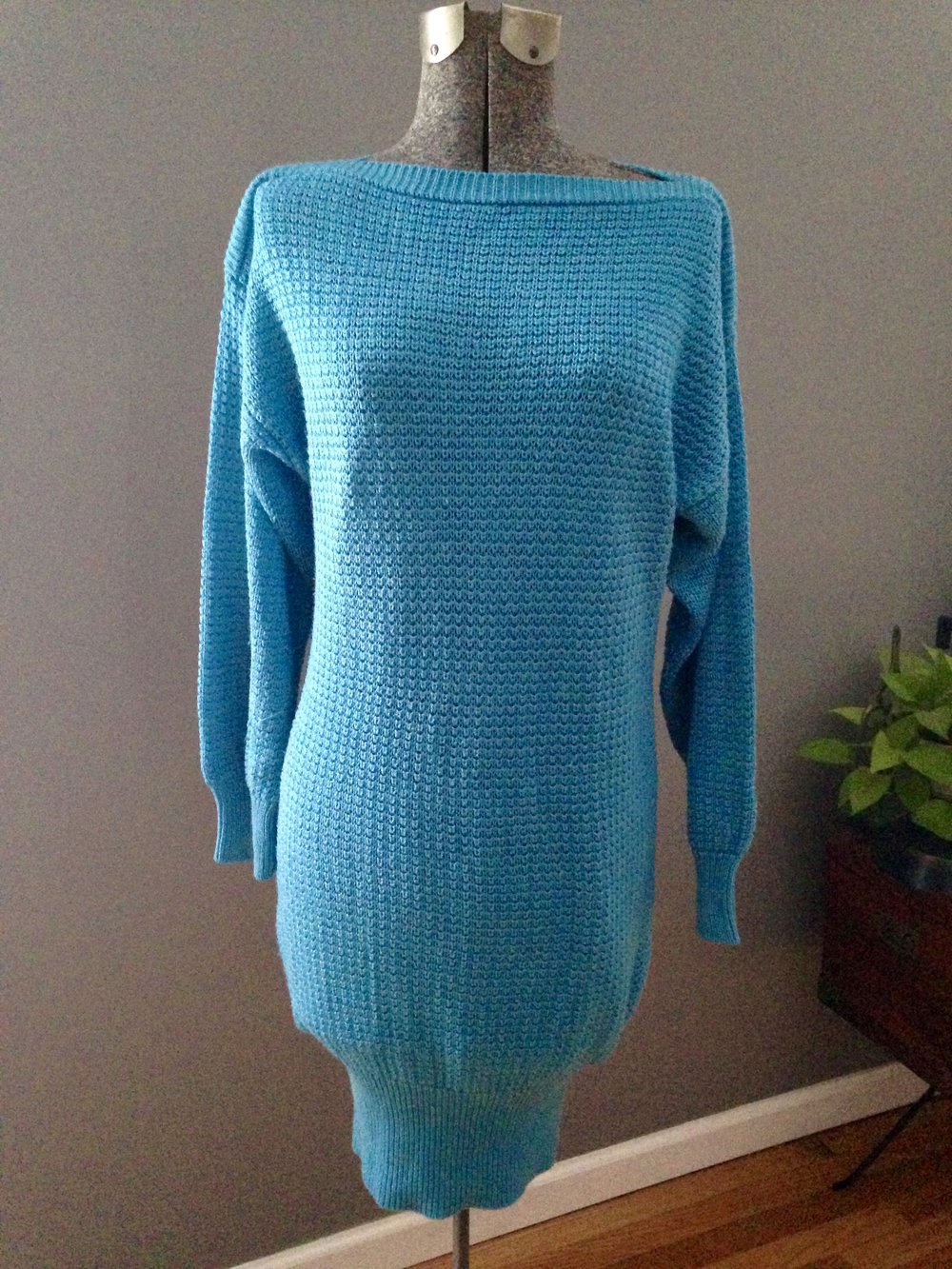 vintage turquoise shaker knit sweater dress $108 - dresses - bright lights  big pretty