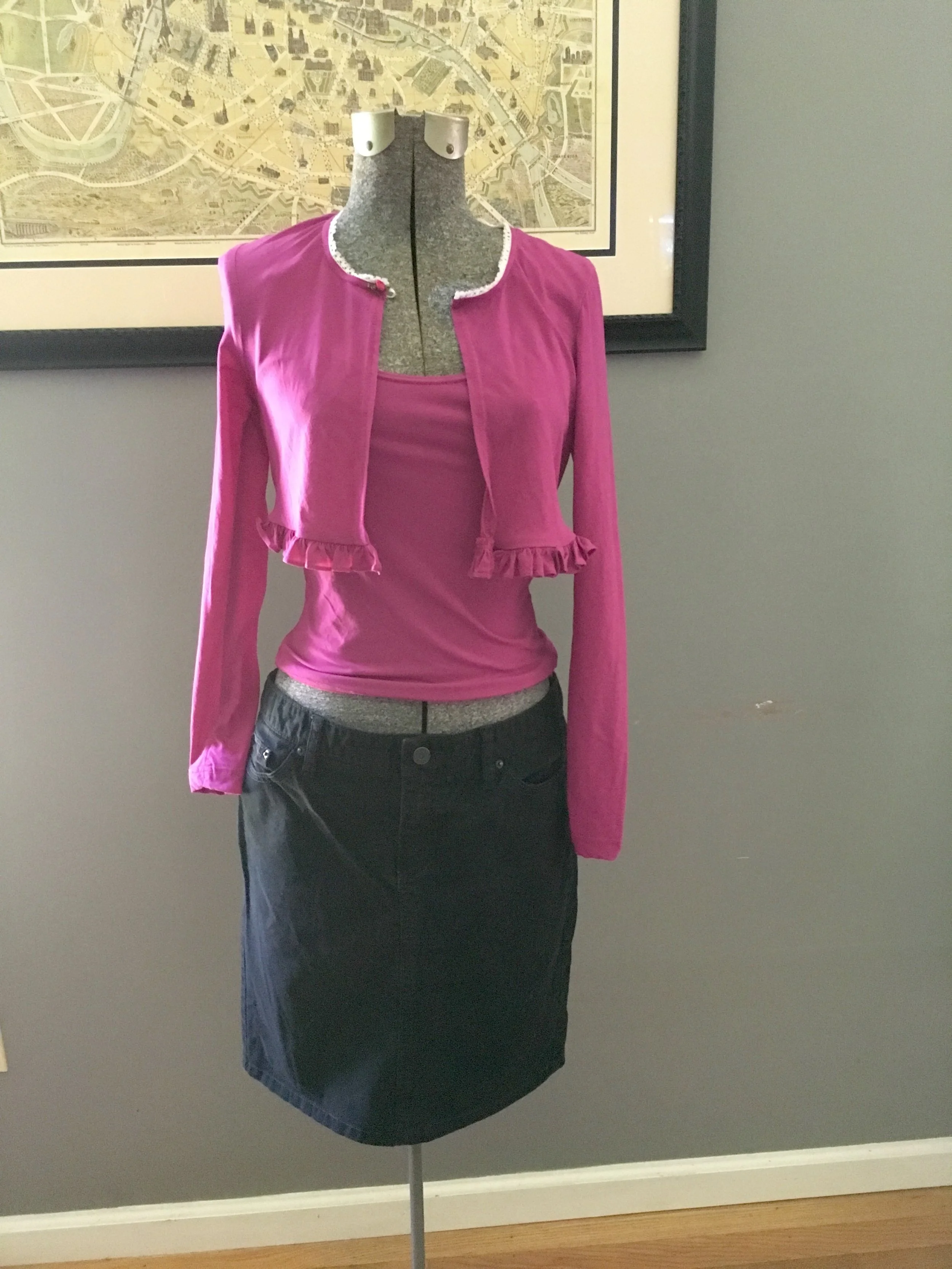 cardigan with shirt attached