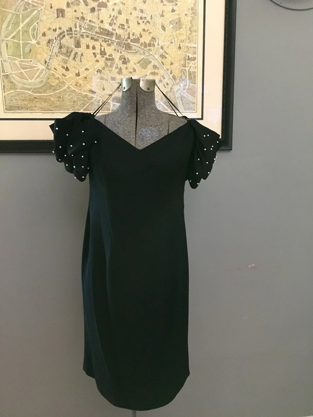 vintage poofy pearl sleeved black dress $168 - dresses - bright lights big  pretty
