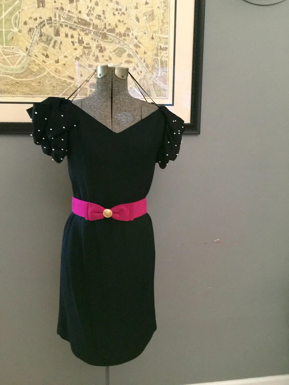 vintage poofy pearl sleeved black dress $168 - dresses - bright lights big  pretty