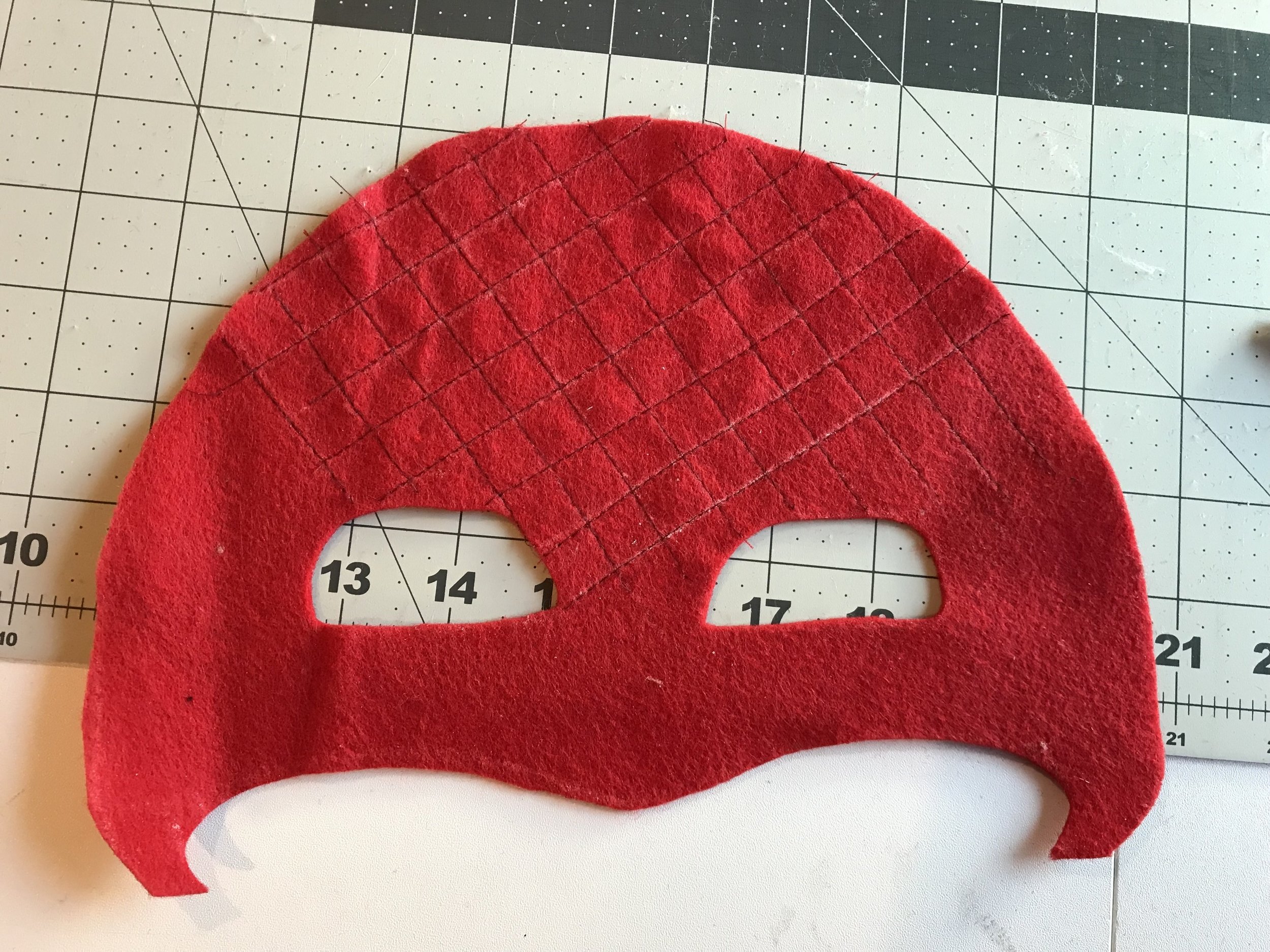 cut and quilt base mask in red