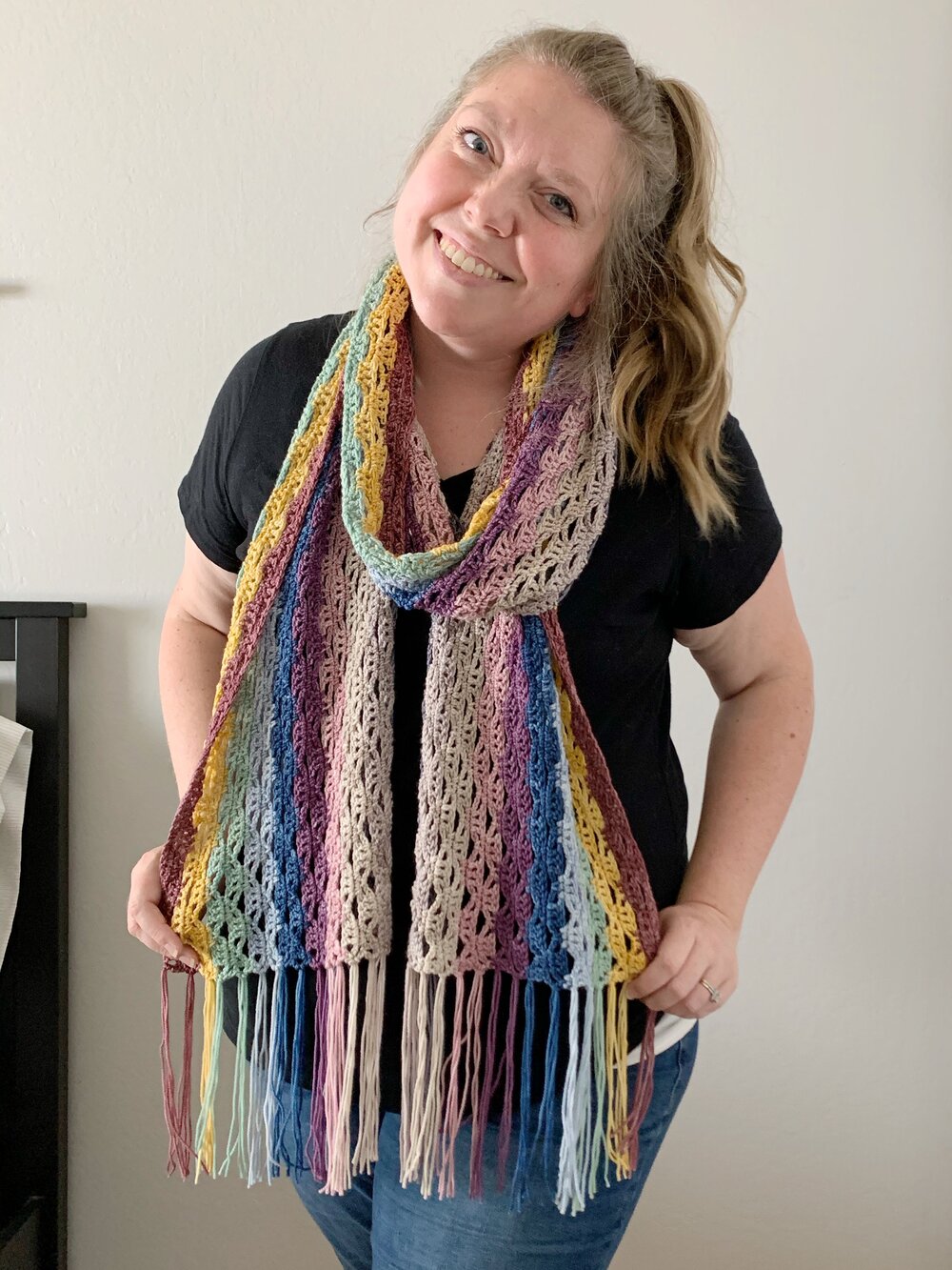 Free Crochet Rainbow Scarf Pattern