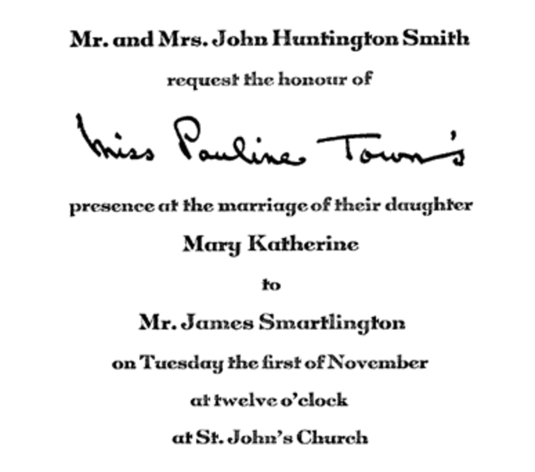 Invitation with hand-addressing to the guest on the invite