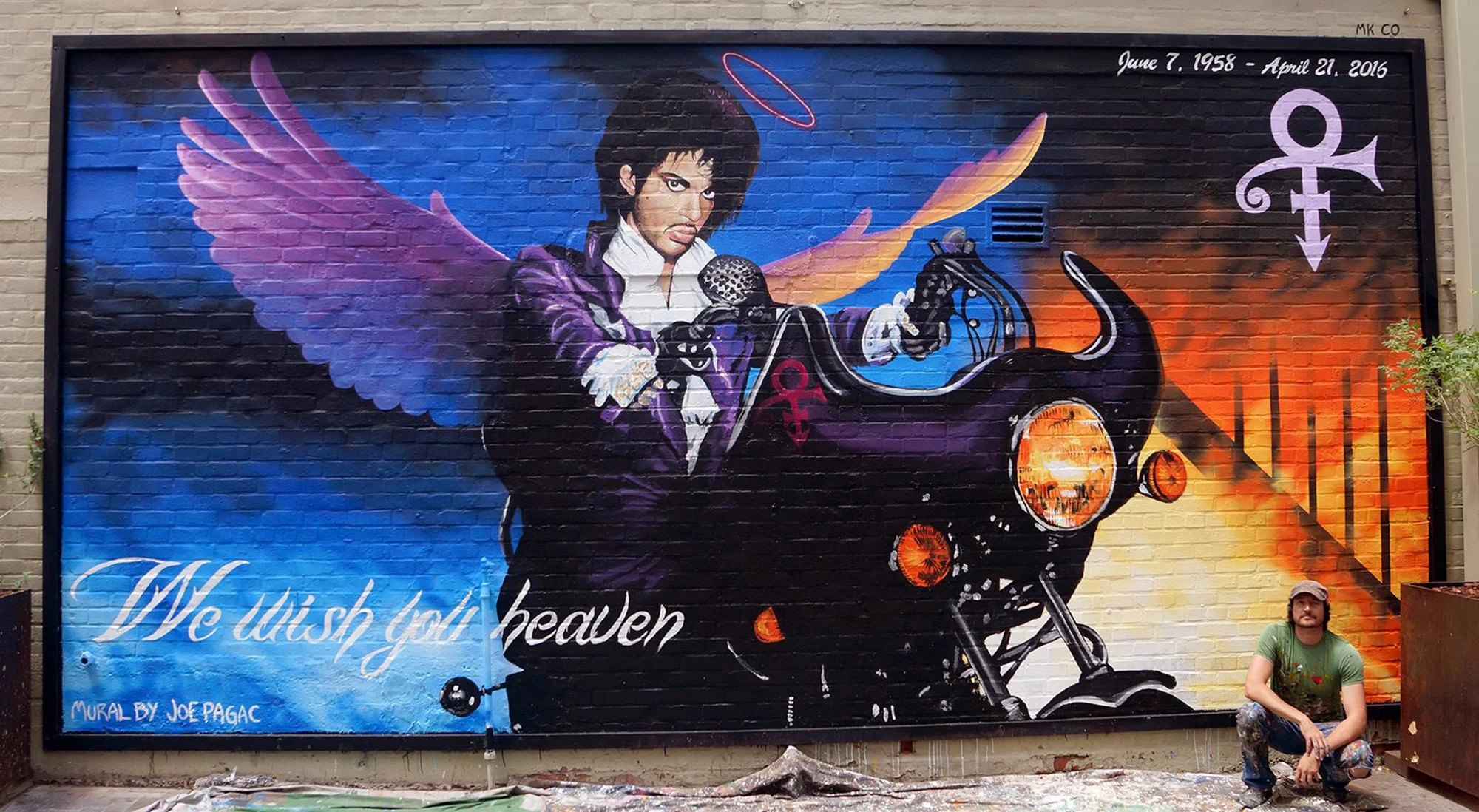 Prince memorial mural on the side of the Rialto Theatre in Downtown Tucson, Arizona