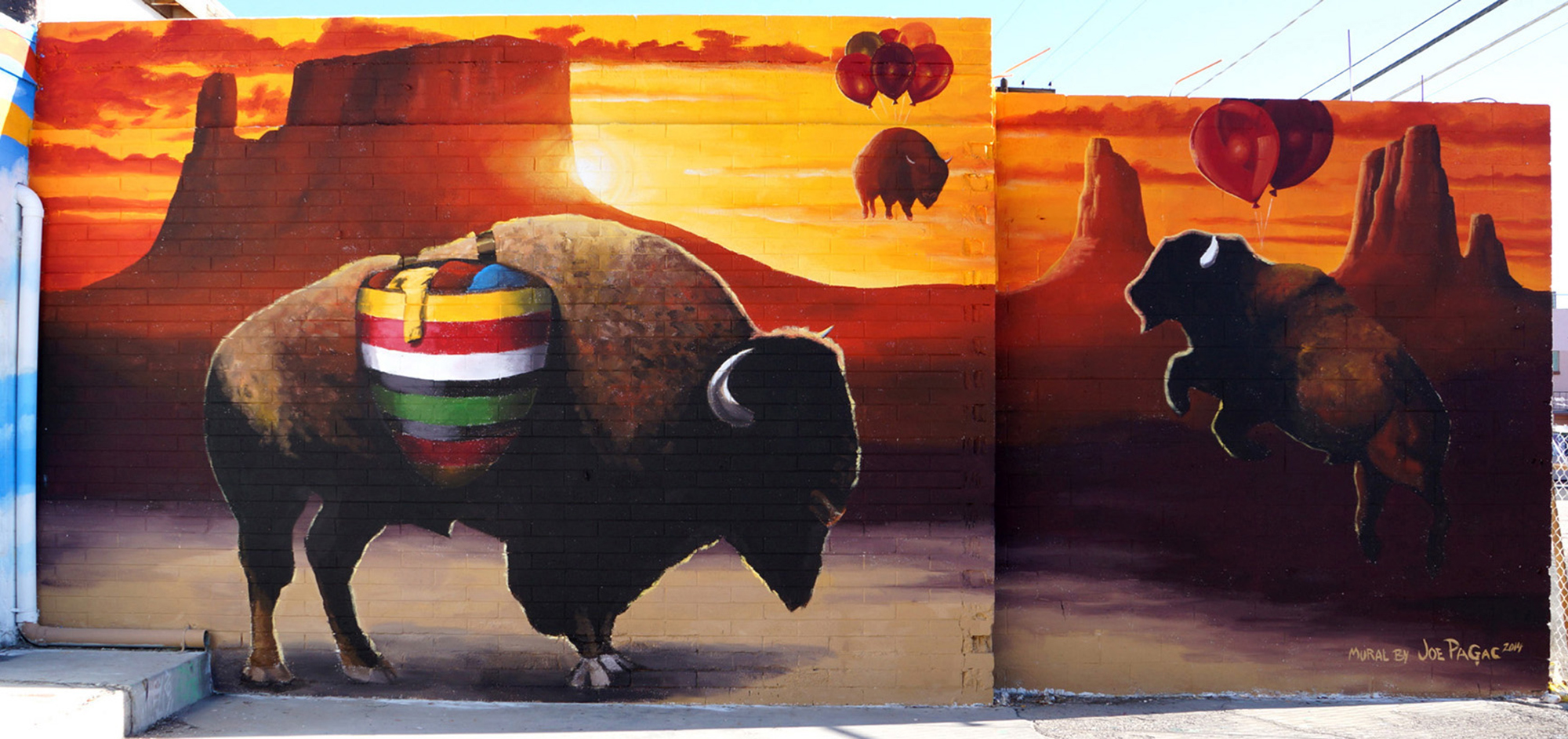Detail from "Way of the Buffalo" mural on the side of Buffalo Exchange in Las Vegas, Nevada