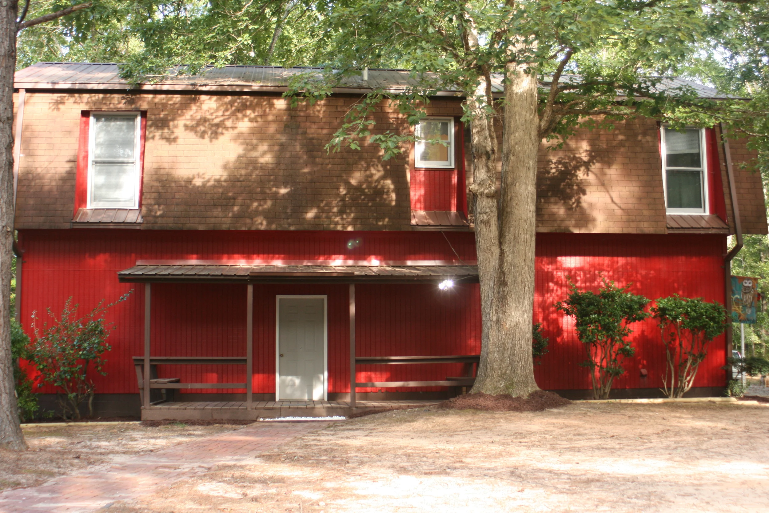 Exterior view of retreat from the front.