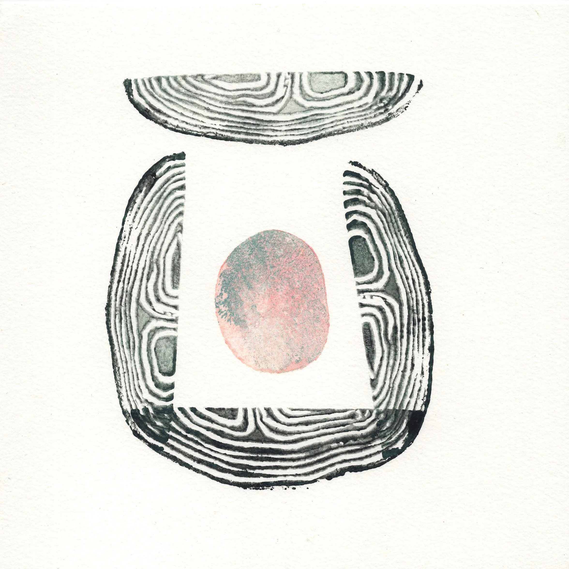 Mixed Media Monoprint 8x8 on paper Private Collectio