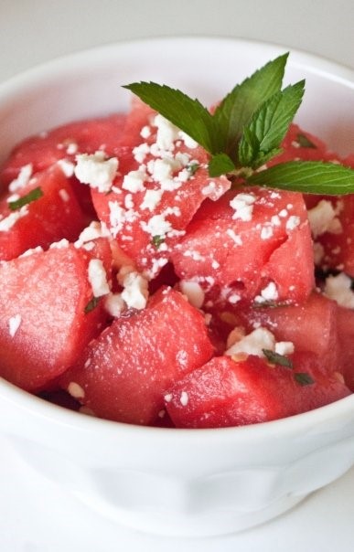 Mouthwatering watermelon salad with fresh mint and feta. Photo by Ashley Bennett Belka of Bennett Belka Photography