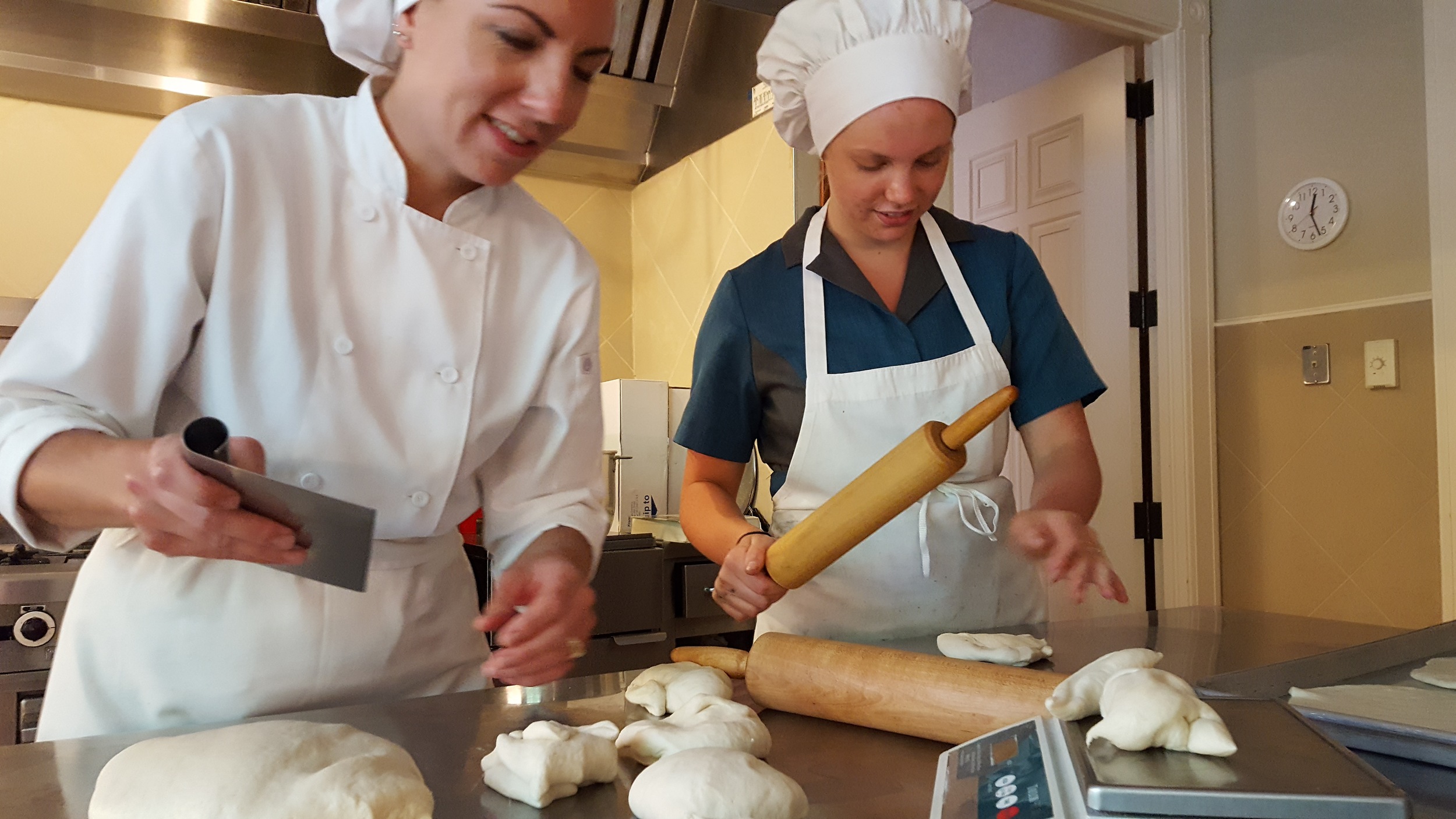Katie gets ready for homemade dinner rolls