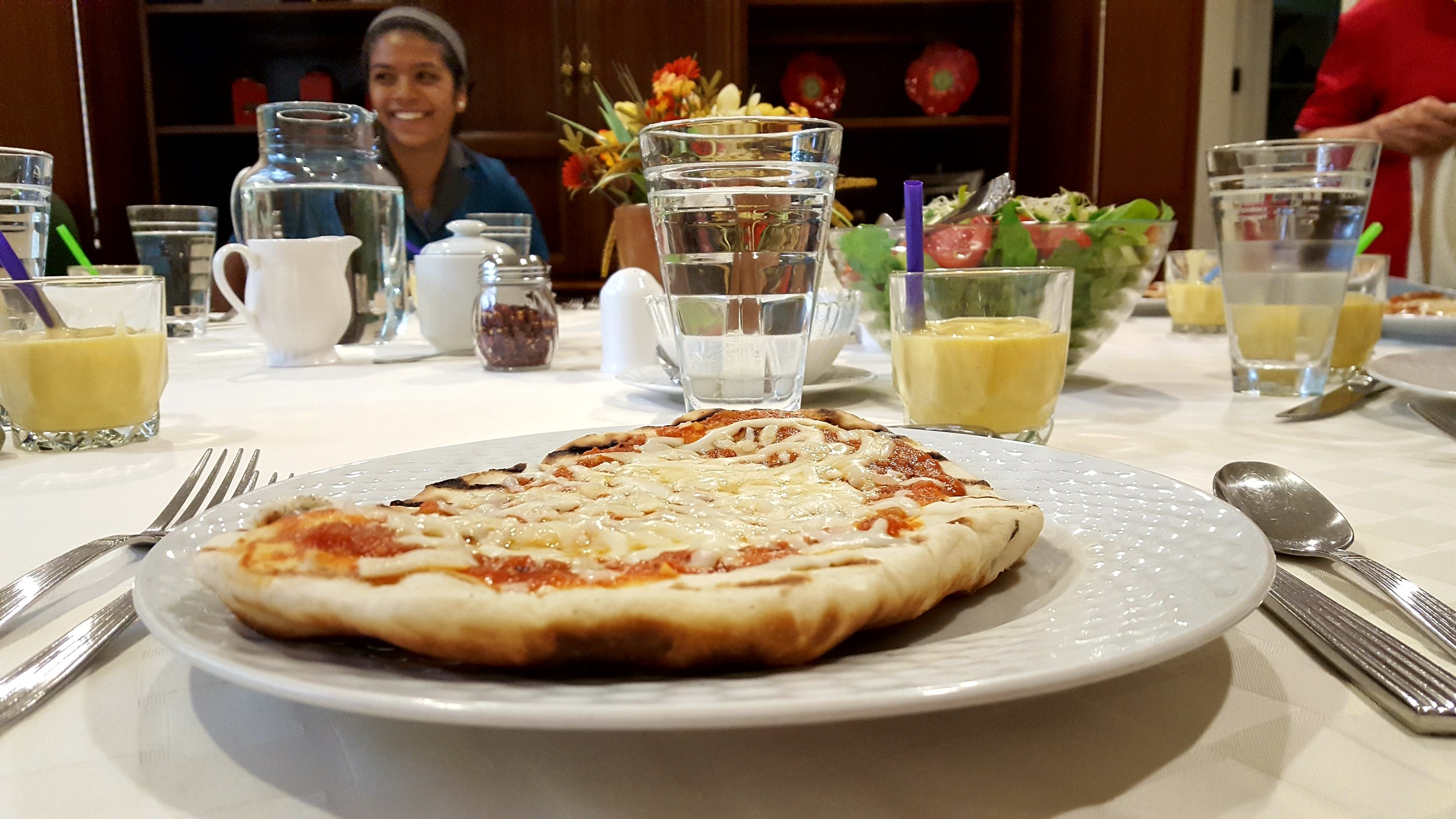 Enjoying Lunch indoors