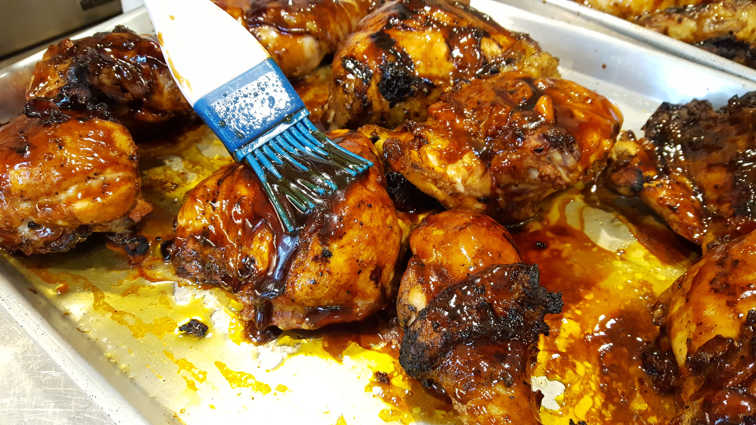 Slathering on the Asian BBQ sauce