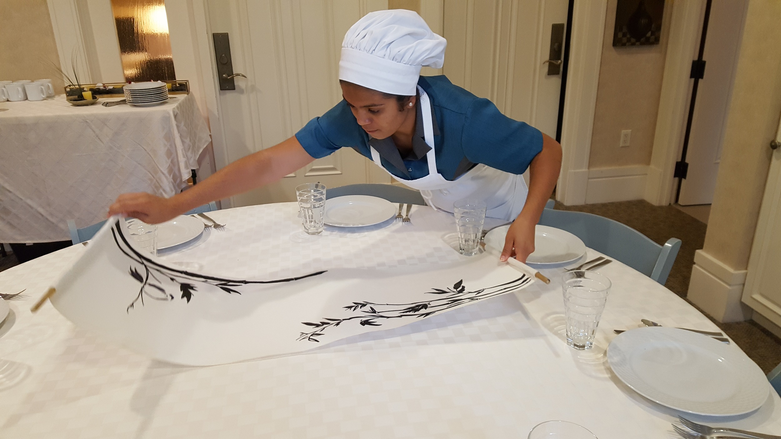Ashley lays out the artwork