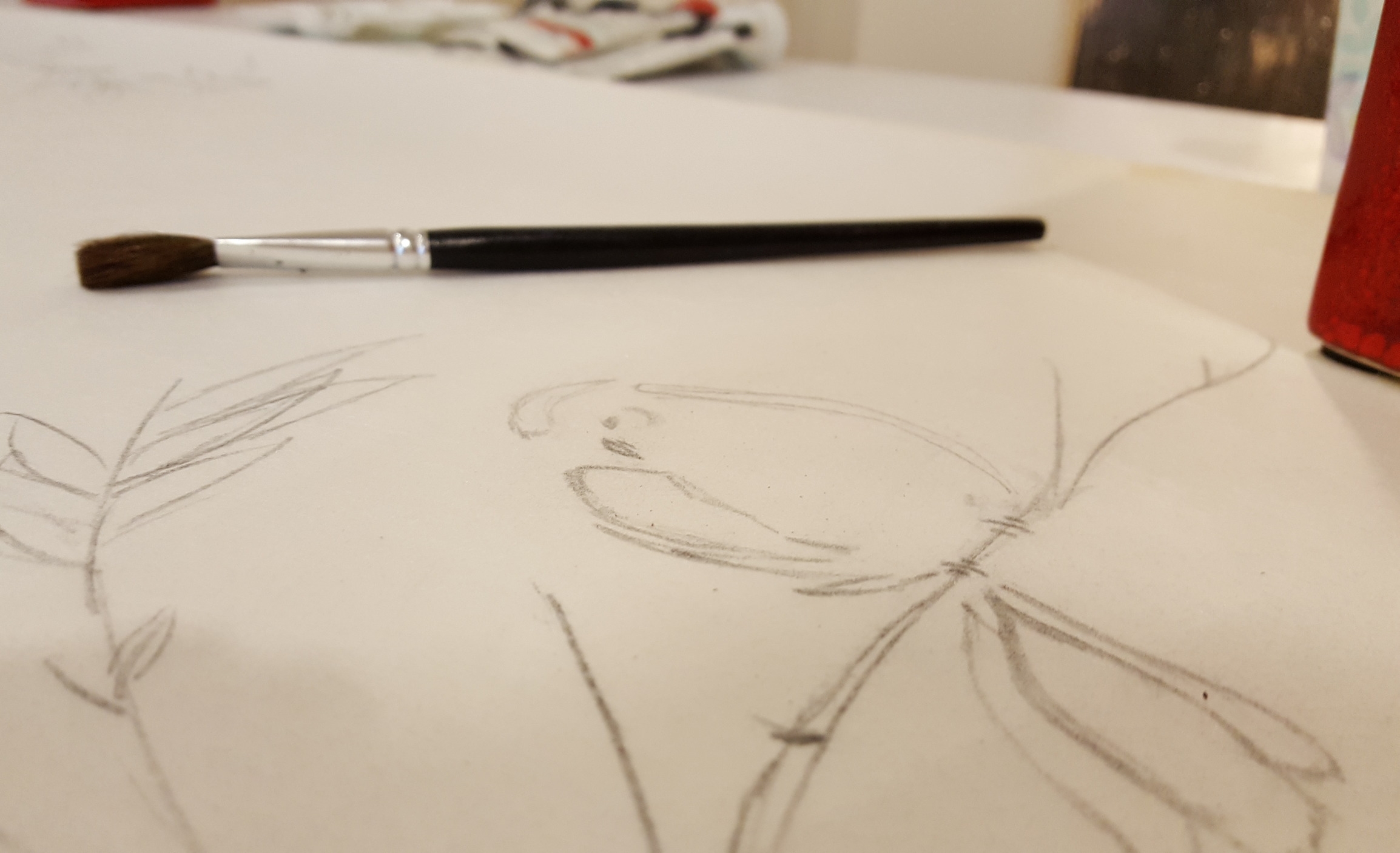 Preparing the Japanese-style painting