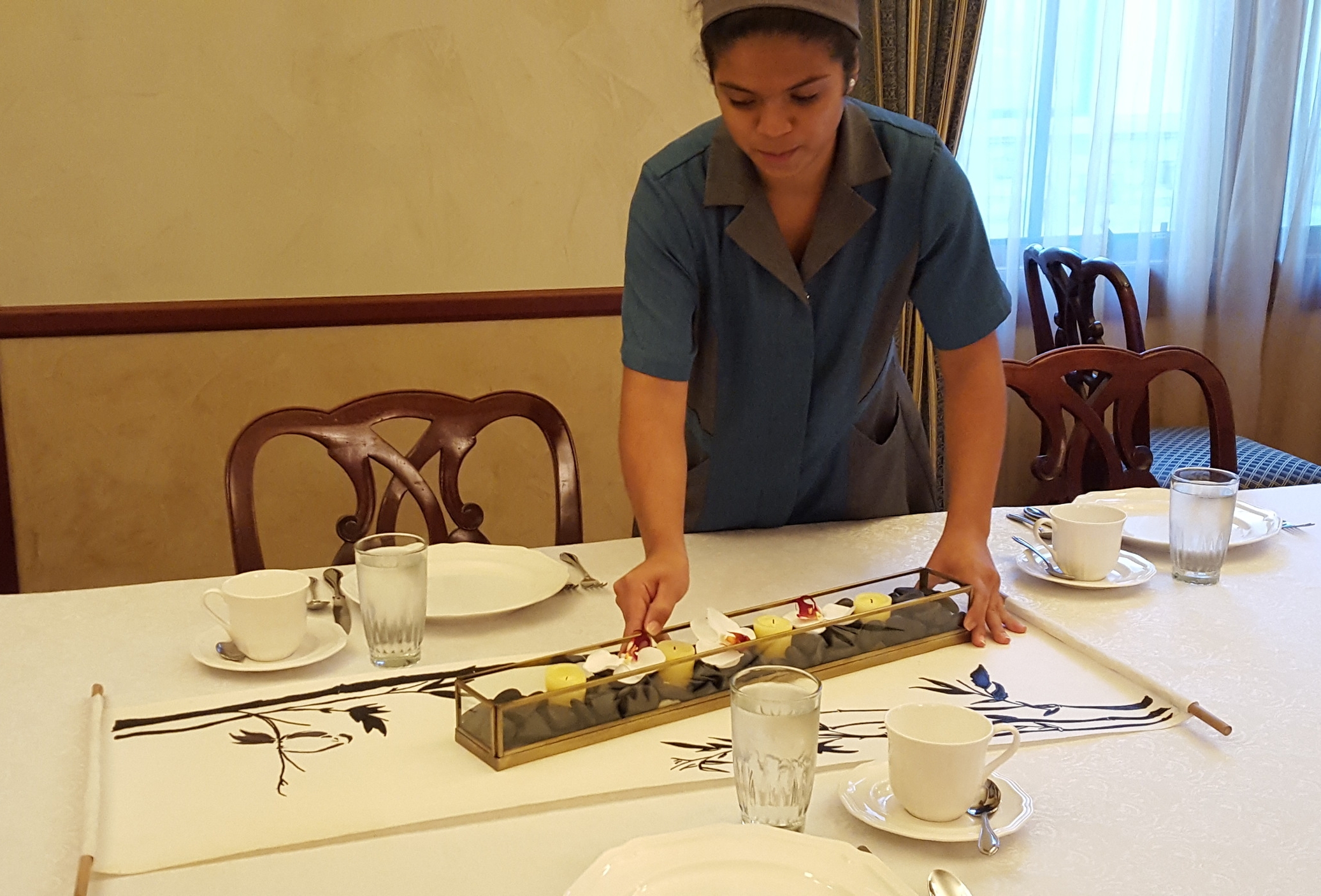 The Asian Tablescape on an Oblong table
