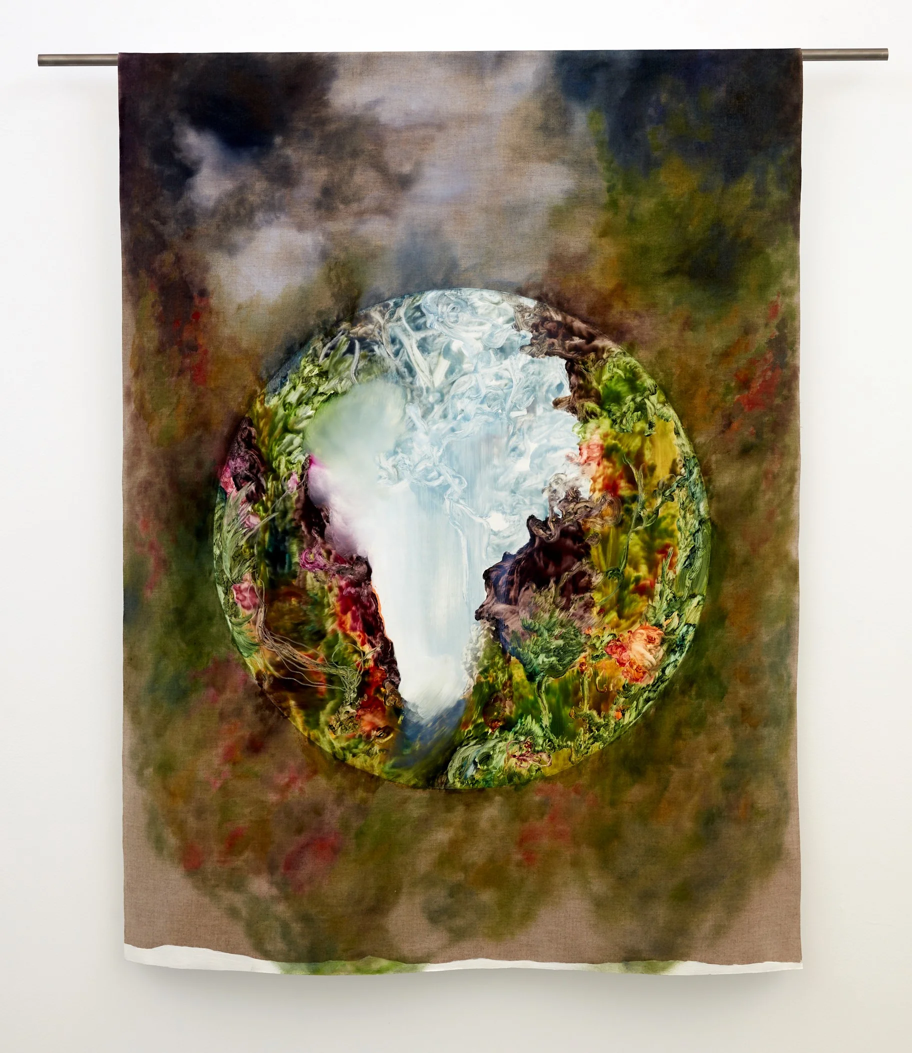 Viriditas oil and interference paint on linen, 1000mm x 1370mm