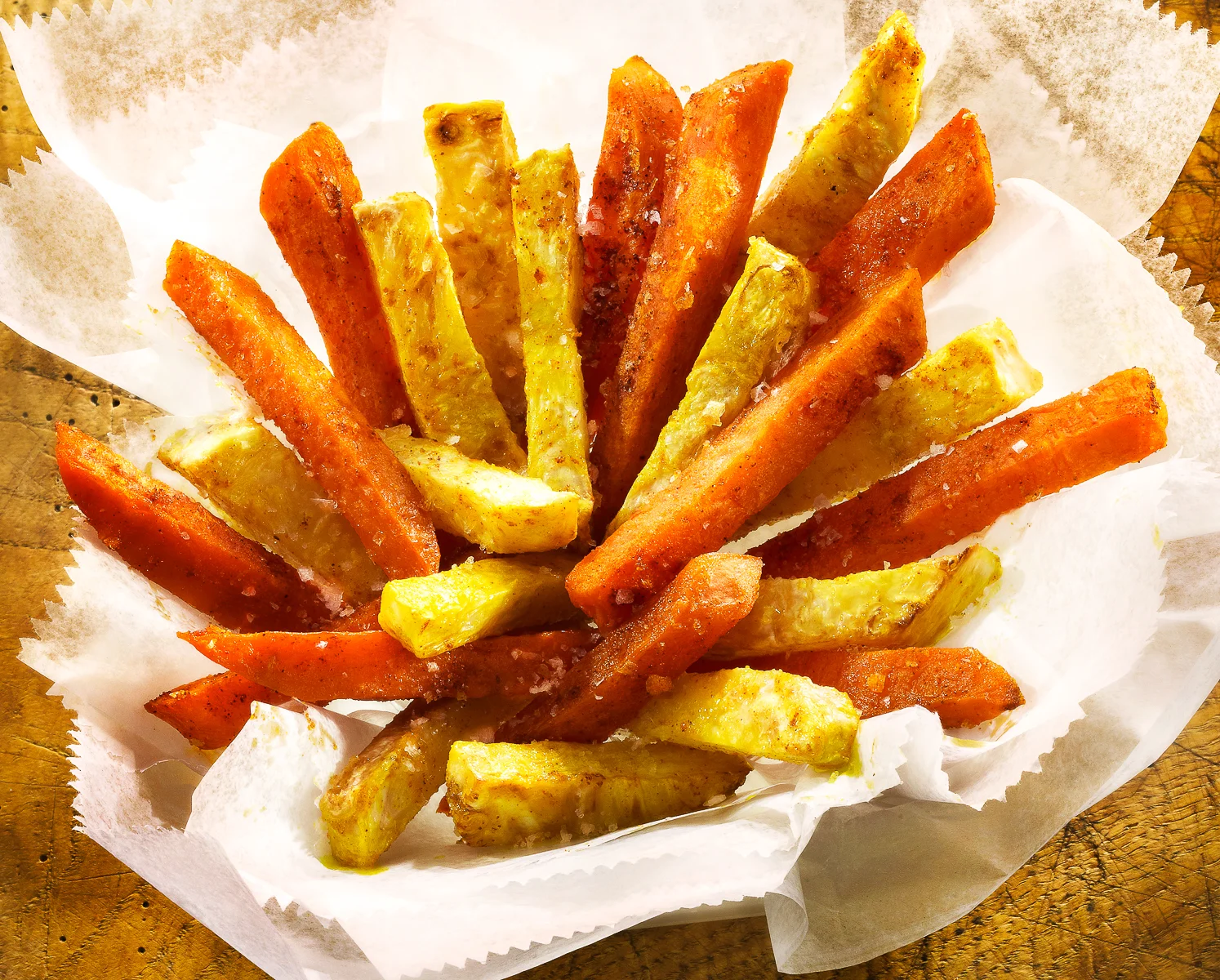 Baked Spiced Celeriac and Yam Fries