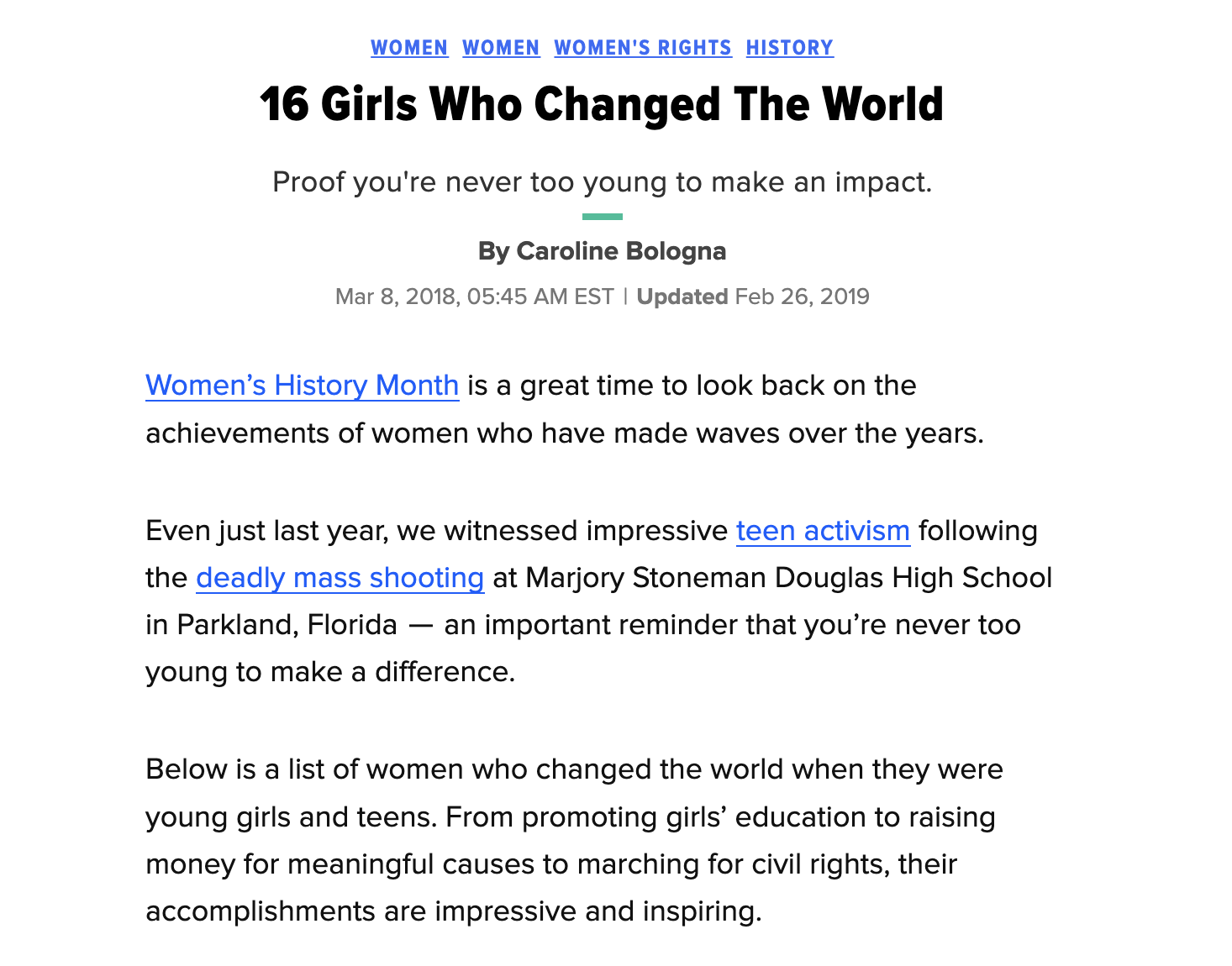 16 Girls Who Changed the World