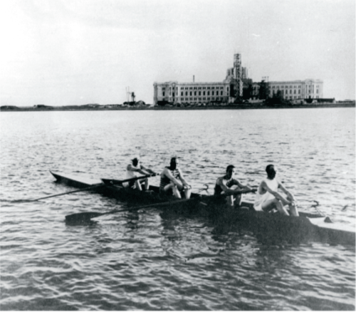 Charles E.D. Wood (1st RRC president), S.B. Nelles, Roy Hamilton & G.H. Marsh in front of an unfinished Legislative Building in Regina, circa 1910.