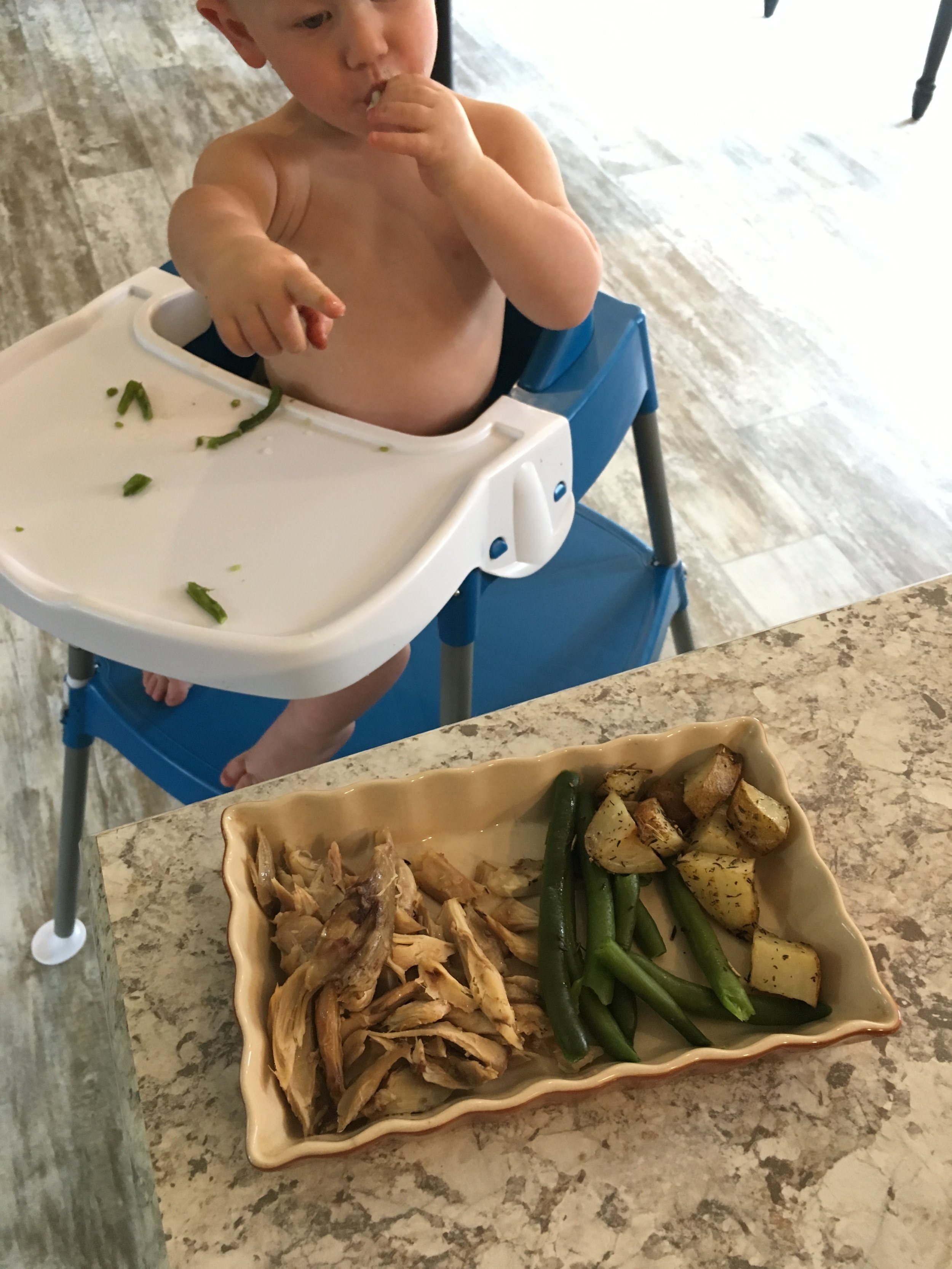 a little boy's simple lunch of leftovers