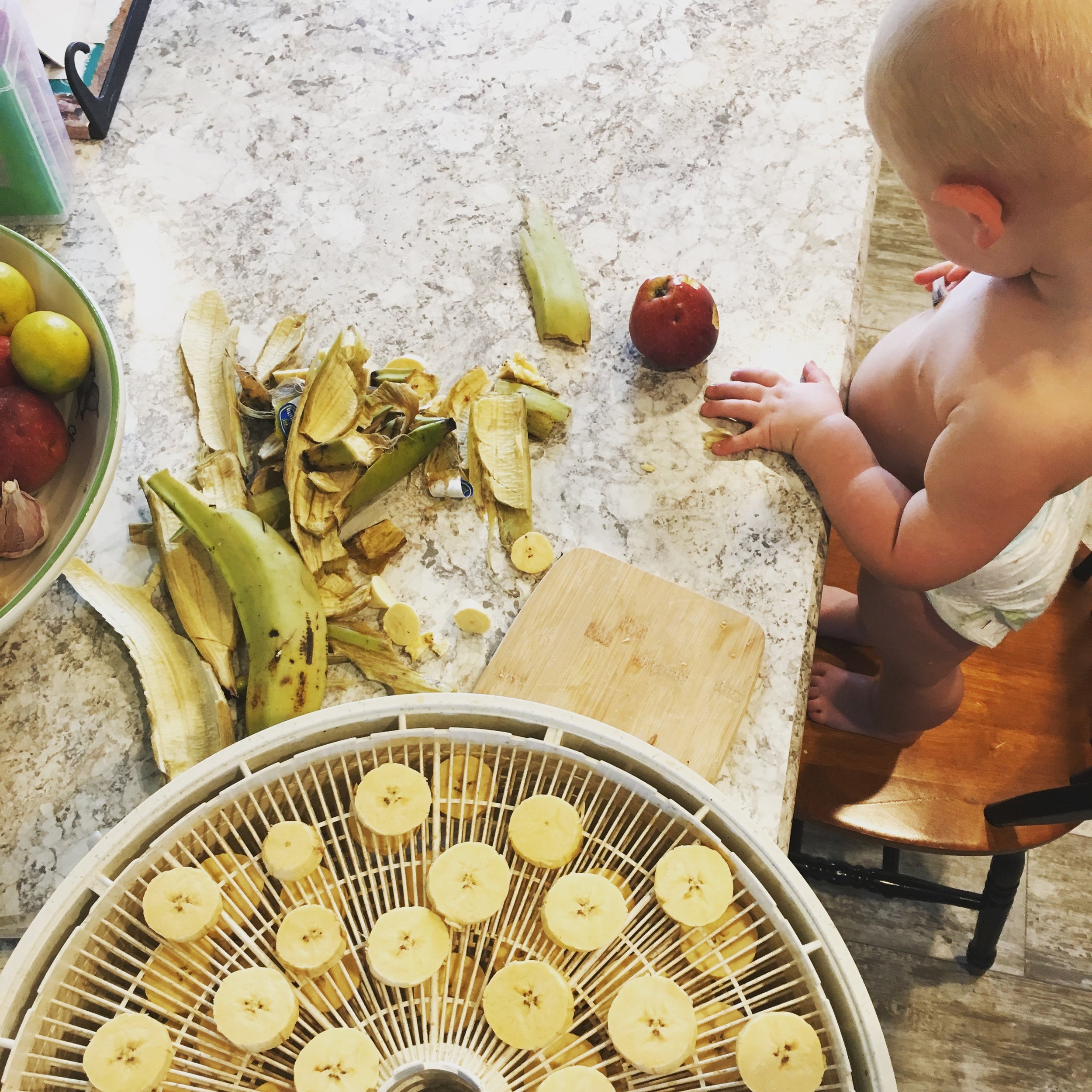 plantain chips in the making