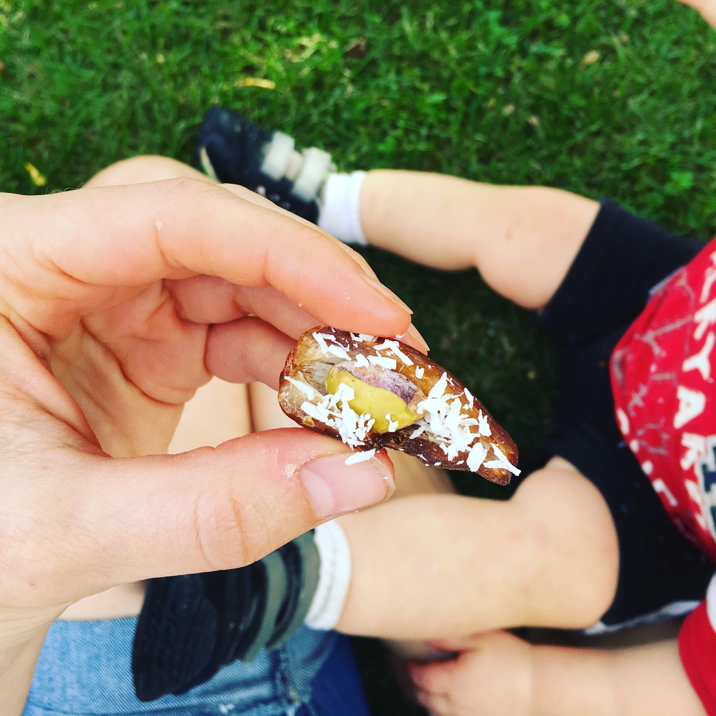 date w/ pistachio & coconut snack