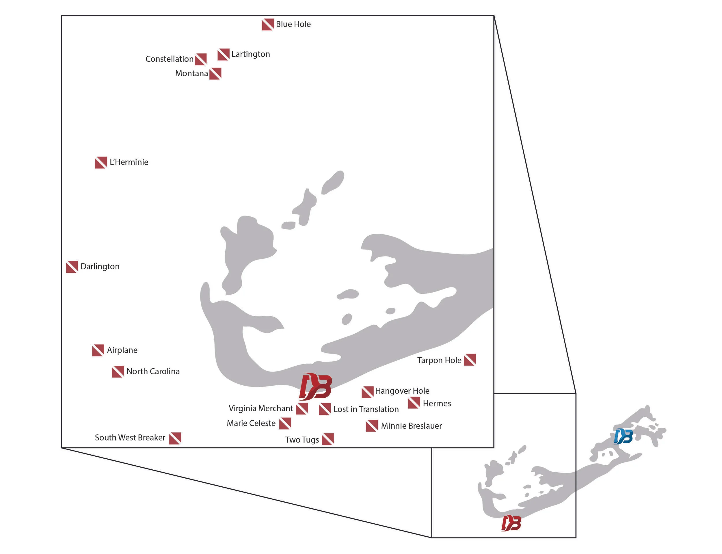Click to expand dive site map.