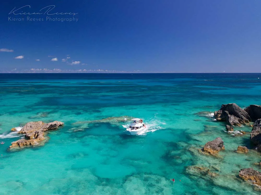 Our custom designed dive boat, Narcosis , returning from a trip on our local reef.