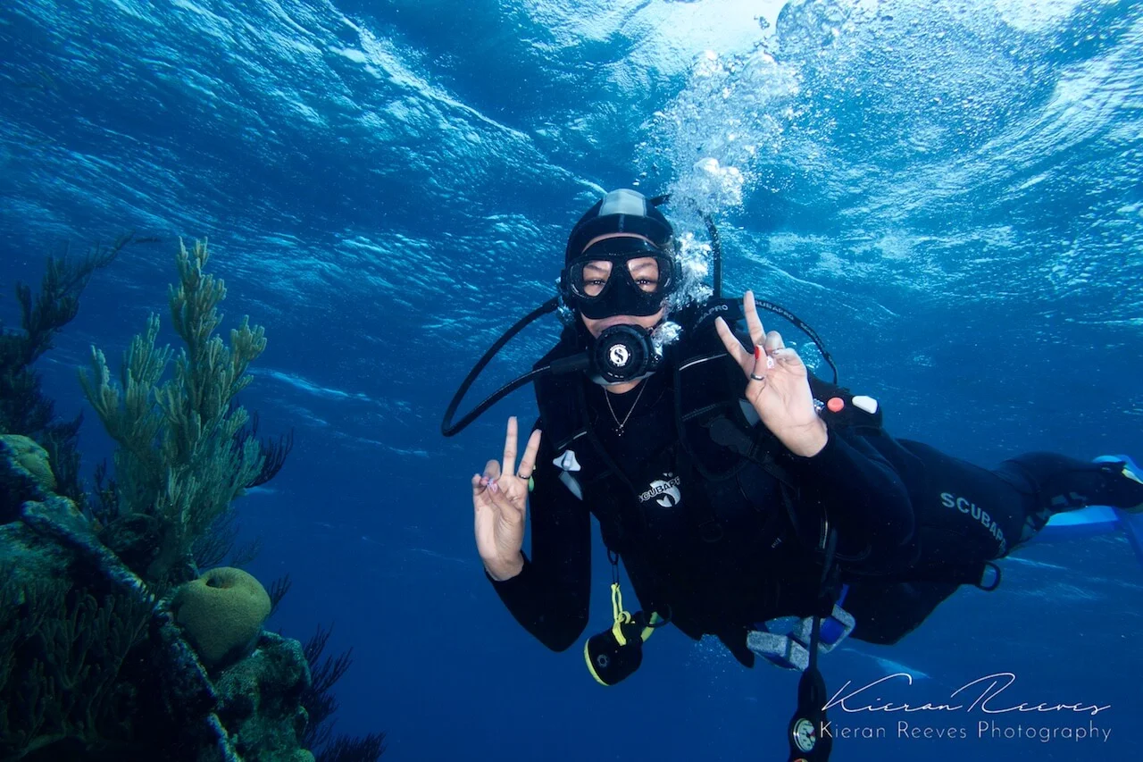 One of our divers having fun exploring Bermuda’s reef!