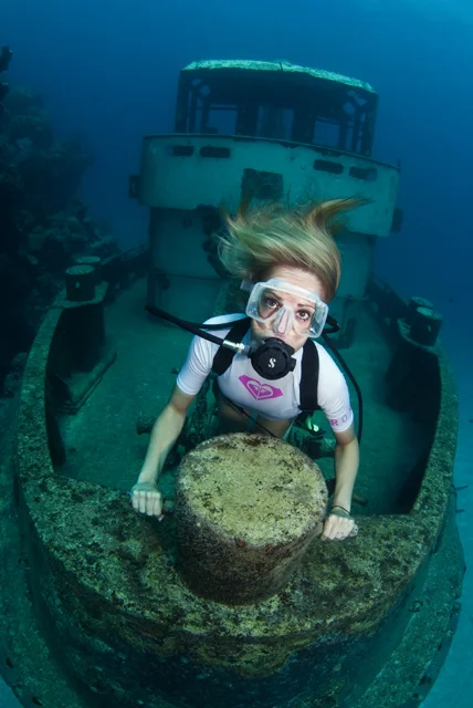 One of our popular shipwrecks, The Forceful , located a short boat ride away from our dive center.