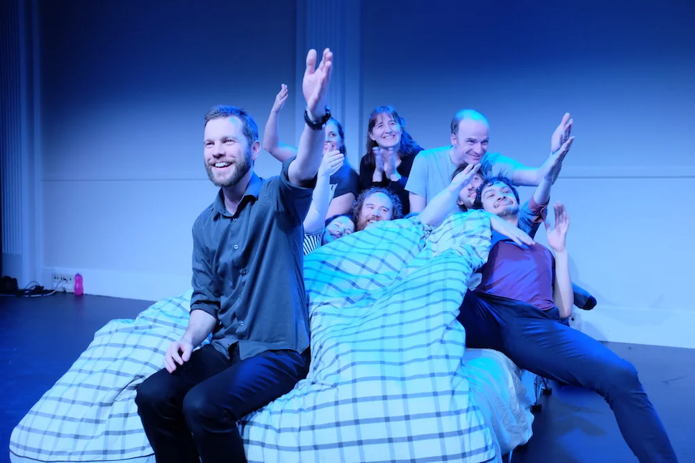 Brendon Bennetts and the cast of In Bed, NZIF 2016.JPG