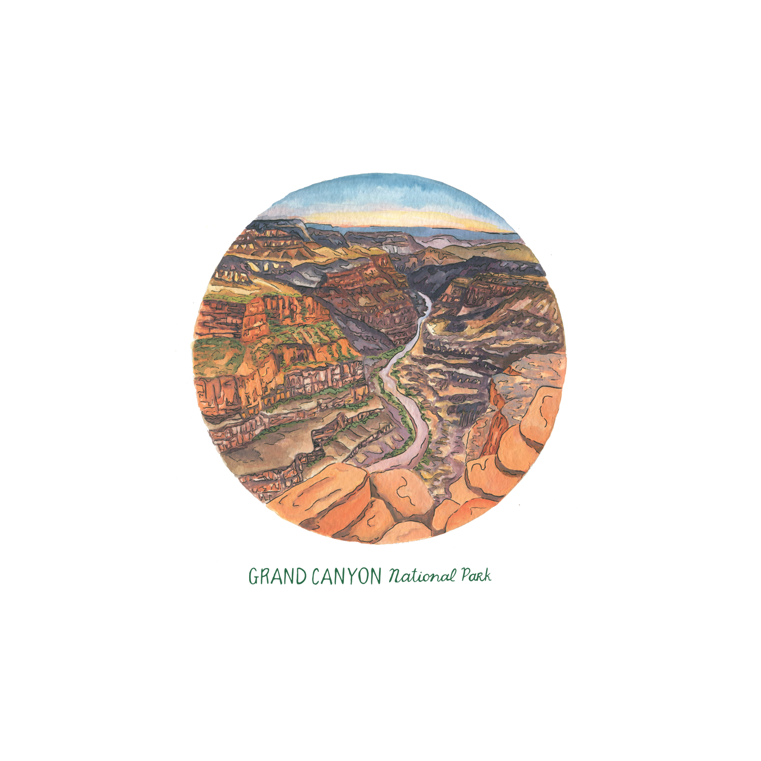 Grand Canyon Circle Print — Erin Vaughan | Illustration