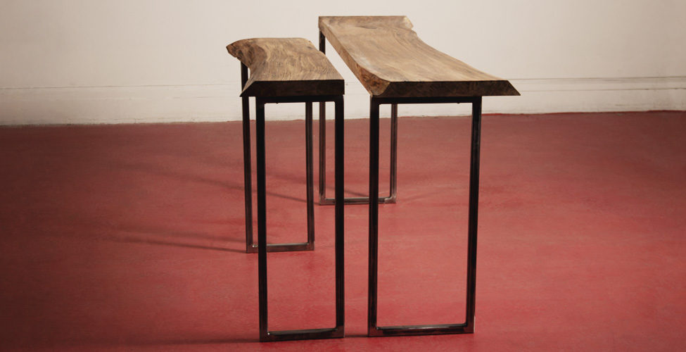 Copy of Live Edge Walnut Top with Square Steel Base