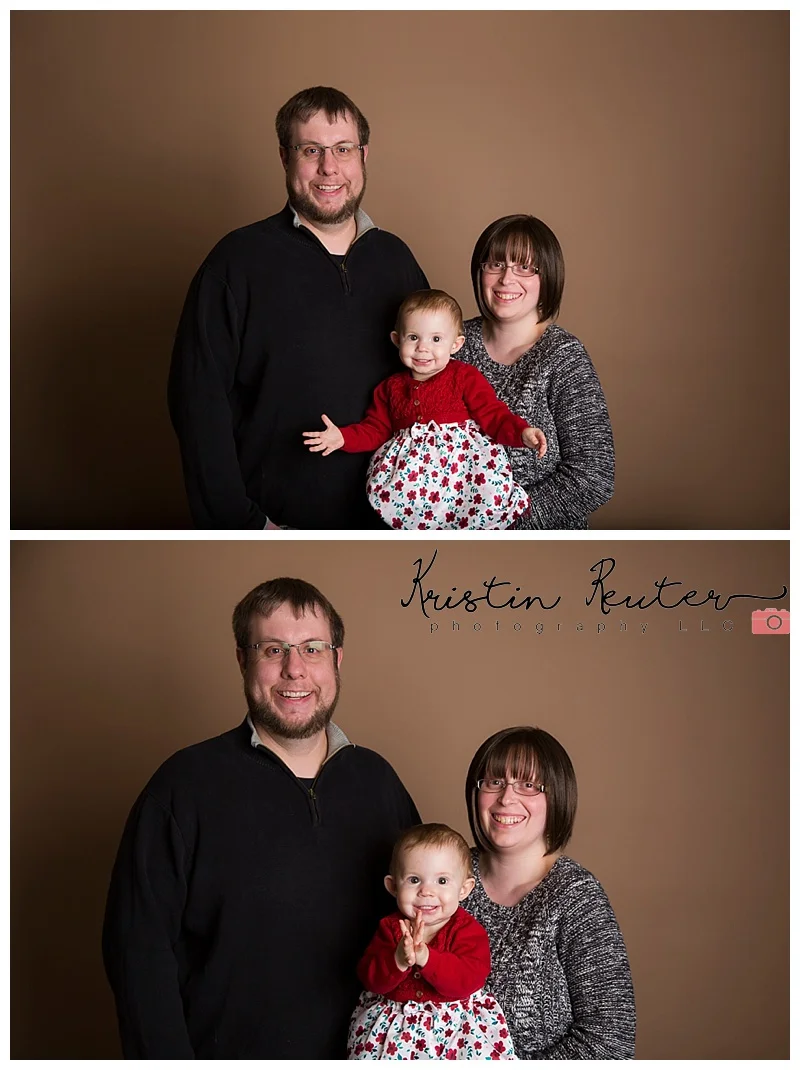 Mom and dad came for some family portraits as well! I seriously adore this little family and enjoy our time spent together in the studio! Speaking of studio I am super excited to have my new backdrop stand hung high enough that I don't need to photoshop backdrop over dad's head! haha He's tall! 