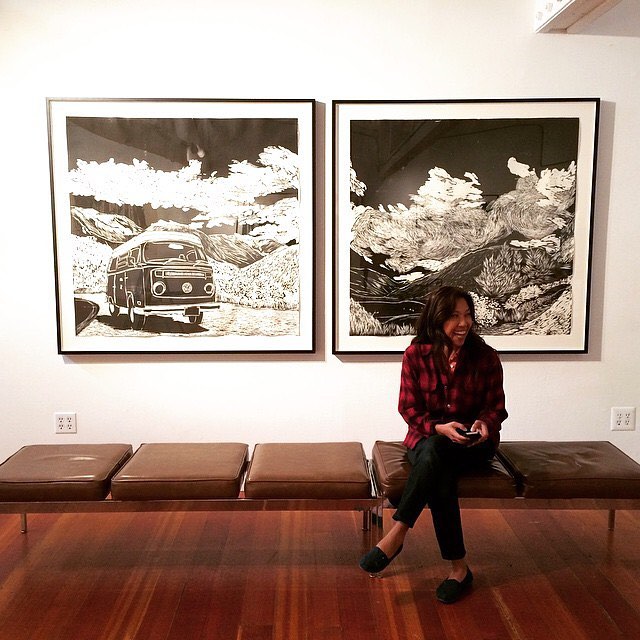 Congrats to @ssataman! Her woodcut, McClure's Pass Diptych just sold. Headed to a new residence in west Marin. Not far from where Sirima created the piece. #woodcut #art