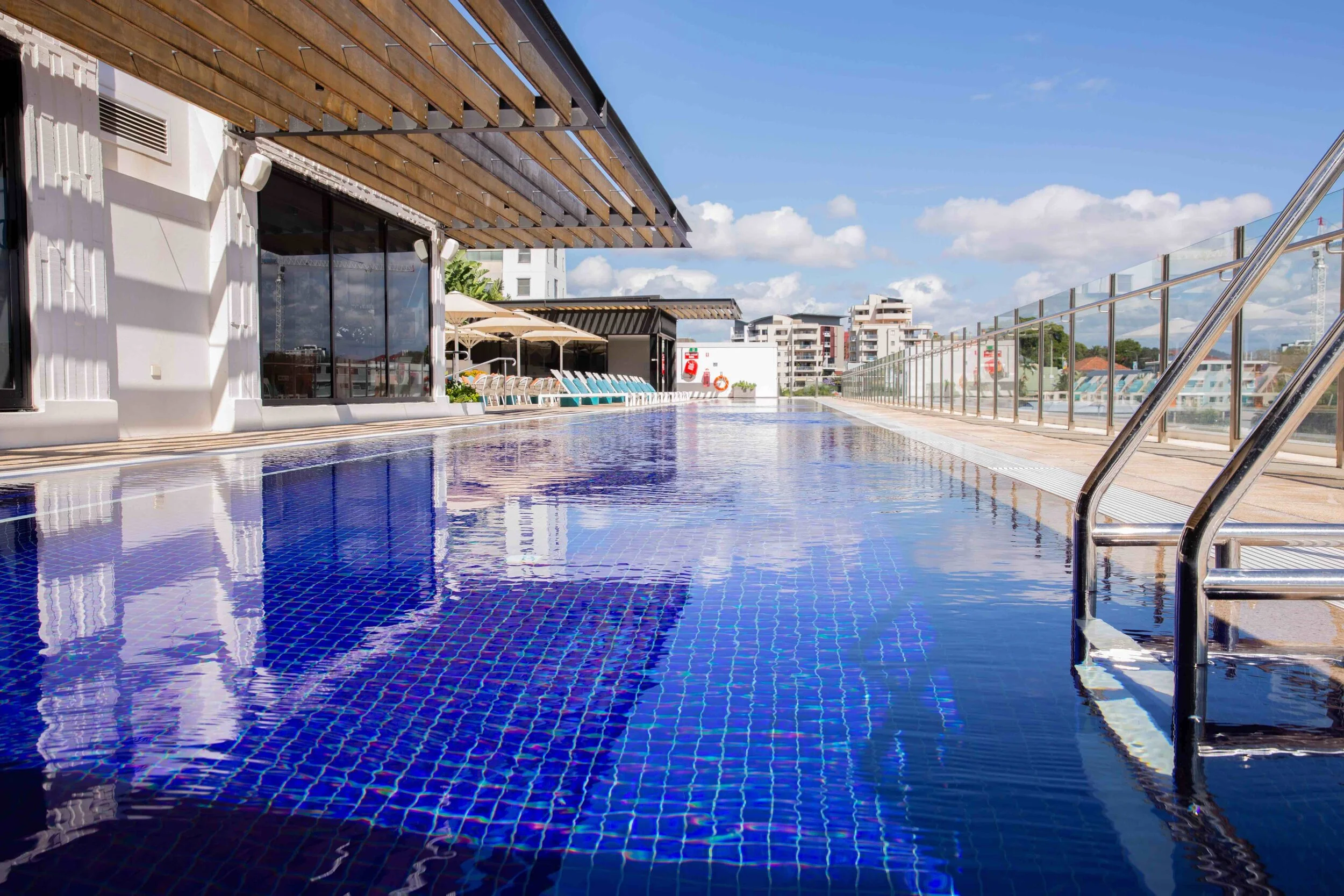 The pool at our office. That’s 50 metres of cool relaxation or heart pumping exercise right there.