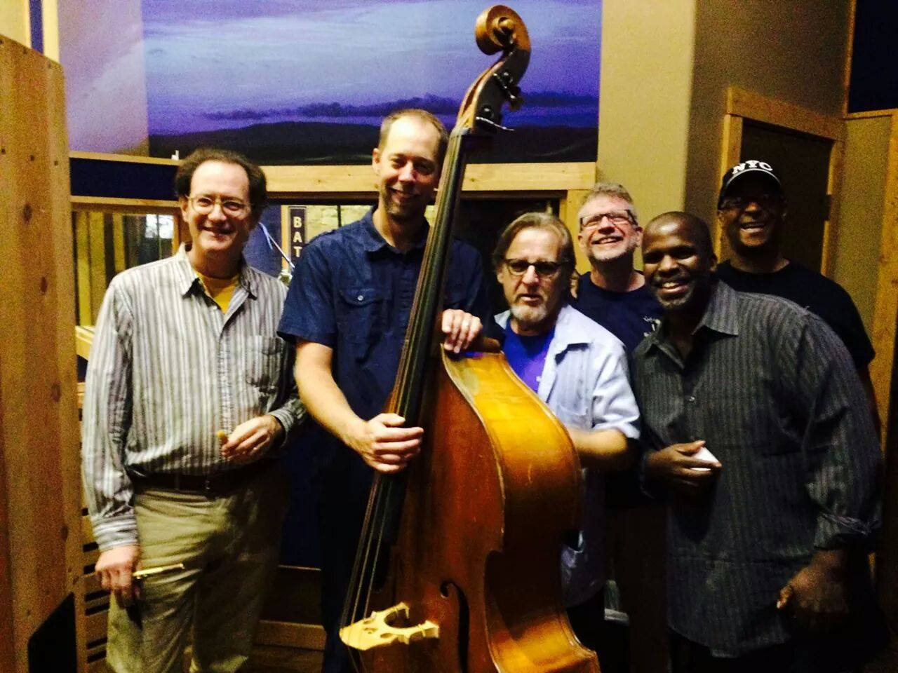 Marks band members for his new CD 'Suite Mother' — with R ich Oppenheim , Mike Porter , Joe Caploe , Will Kennedy , and Ron Wilkins .